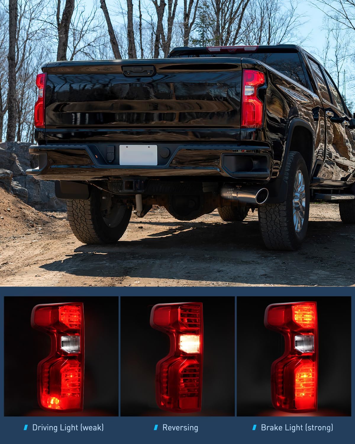 Chevy Silverado 1500/2500HD/3500HD Taillight Assembly Replacement (2019-2023) - OE Style Driver Side Rear Lamp for Improved Visibility & Safety