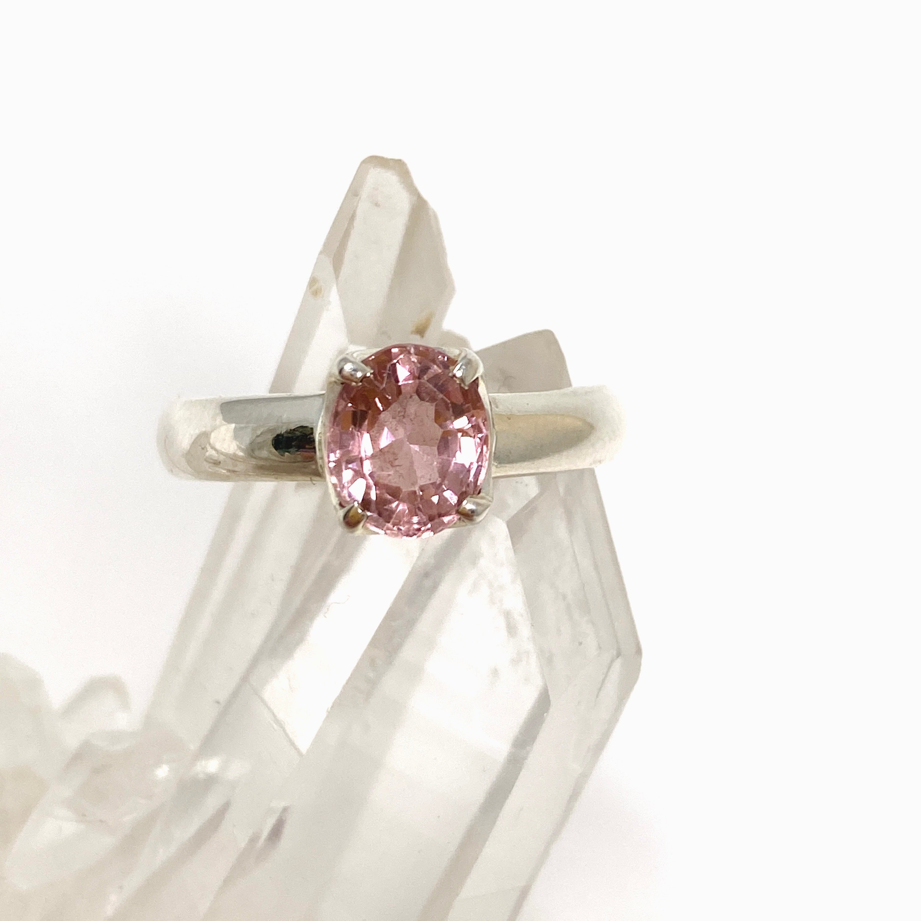 Pink Tourmaline Oval Faceted Ring Size 8.5 - Genuine Gemstone Jewelry for Women, Elegant Engagement & Wedding Gift, Perfect for Anniversary, Valentine's Day & Special Occasions
