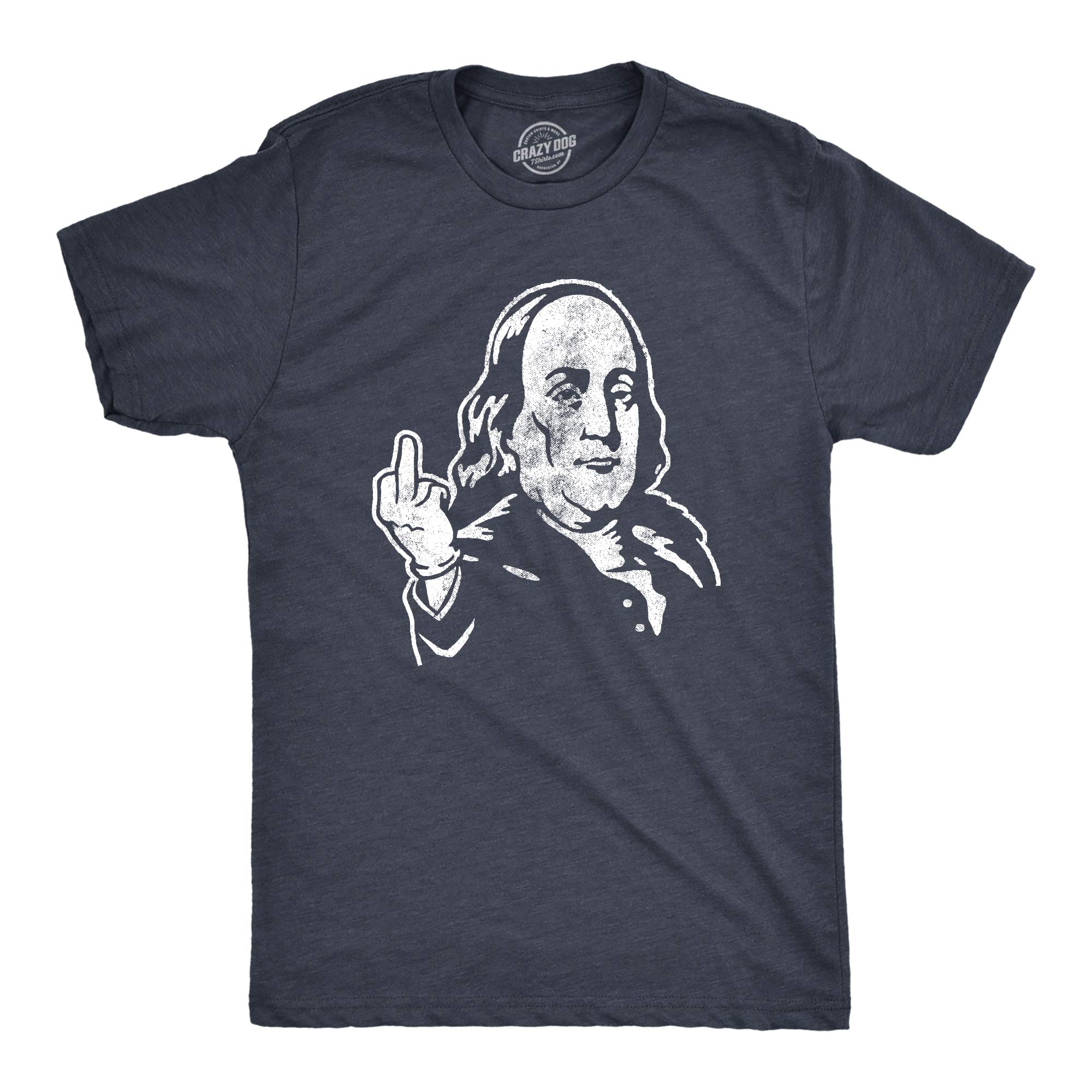 Funny Men's Ben Franklin Middle Finger T-Shirt | Hilarious 4th of July Graphic Tee with 'Flip The Bird' Design - Perfect for Independence Day Parties & Casual Wear