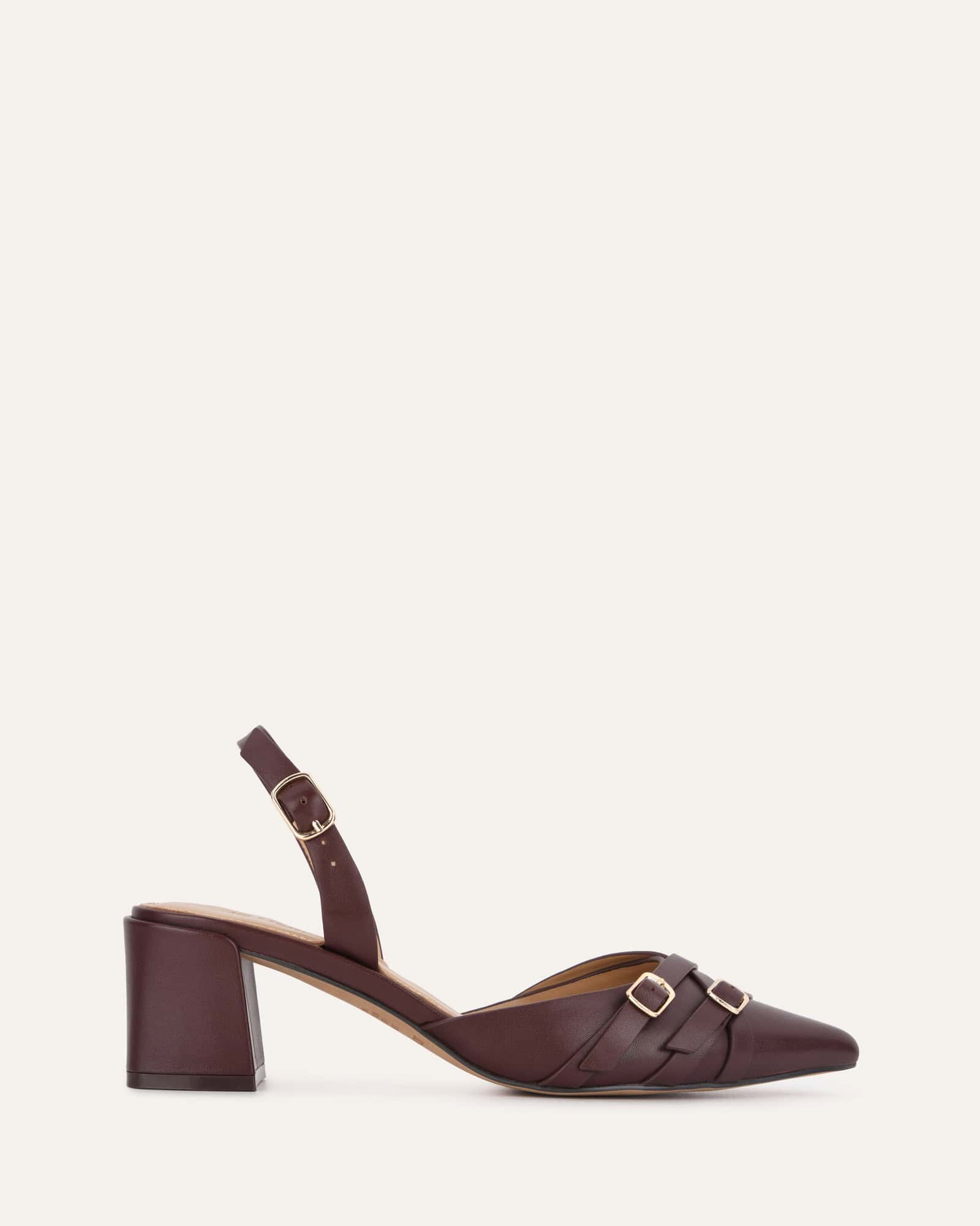 COBY Women's Low Heel Leather Shoes in Cocoa Brown - Comfortable & Stylish for Work, Office, and Casual Wear