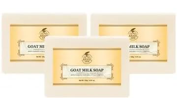 Khadi Ark Natural Goat Milk Bath Soap for Glowing Skin - Pack of 3 (125g Each, 375g Total) | Moisturizing & Nourishing Bar Soap for Dry & Sensitive Skin | Perfect for Daily Skincare Routine & Spa Day at Home