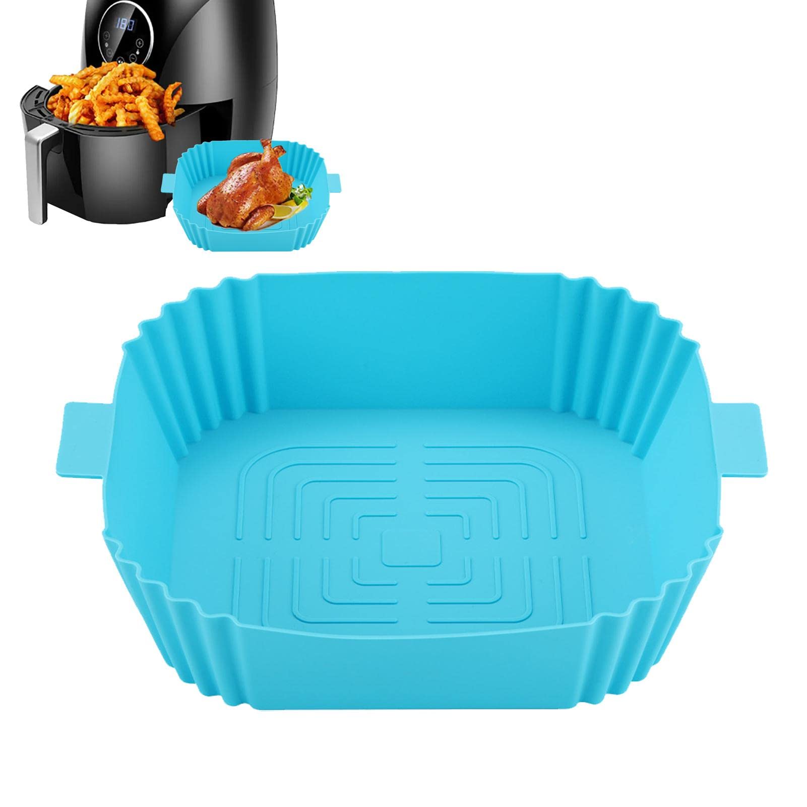 Heat-Resistant Silicone Air Fryer Basket with Handle - Reusable Oven & Baking Accessories - Easy Clean Square Silicone Pot - Replacement for Parchment Paper - Perfect for Roasting Vegetables, Cooking Chicken Wings & Meal Prep