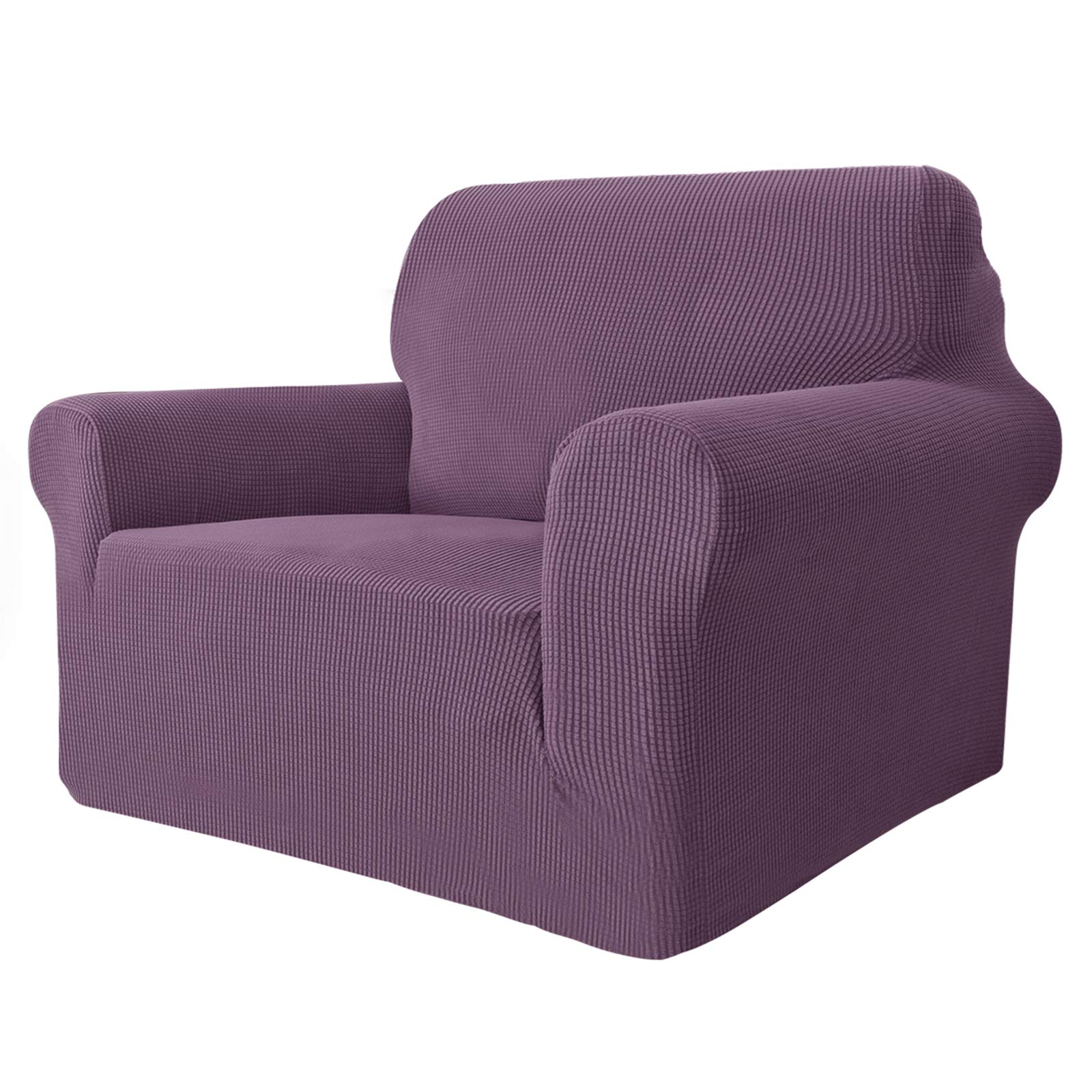 MAXIJIN Super Stretch Jacquard Spandex Chair Slipcover - Universal 1-Piece Armchair Cover for Living Room, Pet-Friendly Sofa Protector (Argyle Purple) - Perfect for Home Decor, Furniture Protection & Pet Owners