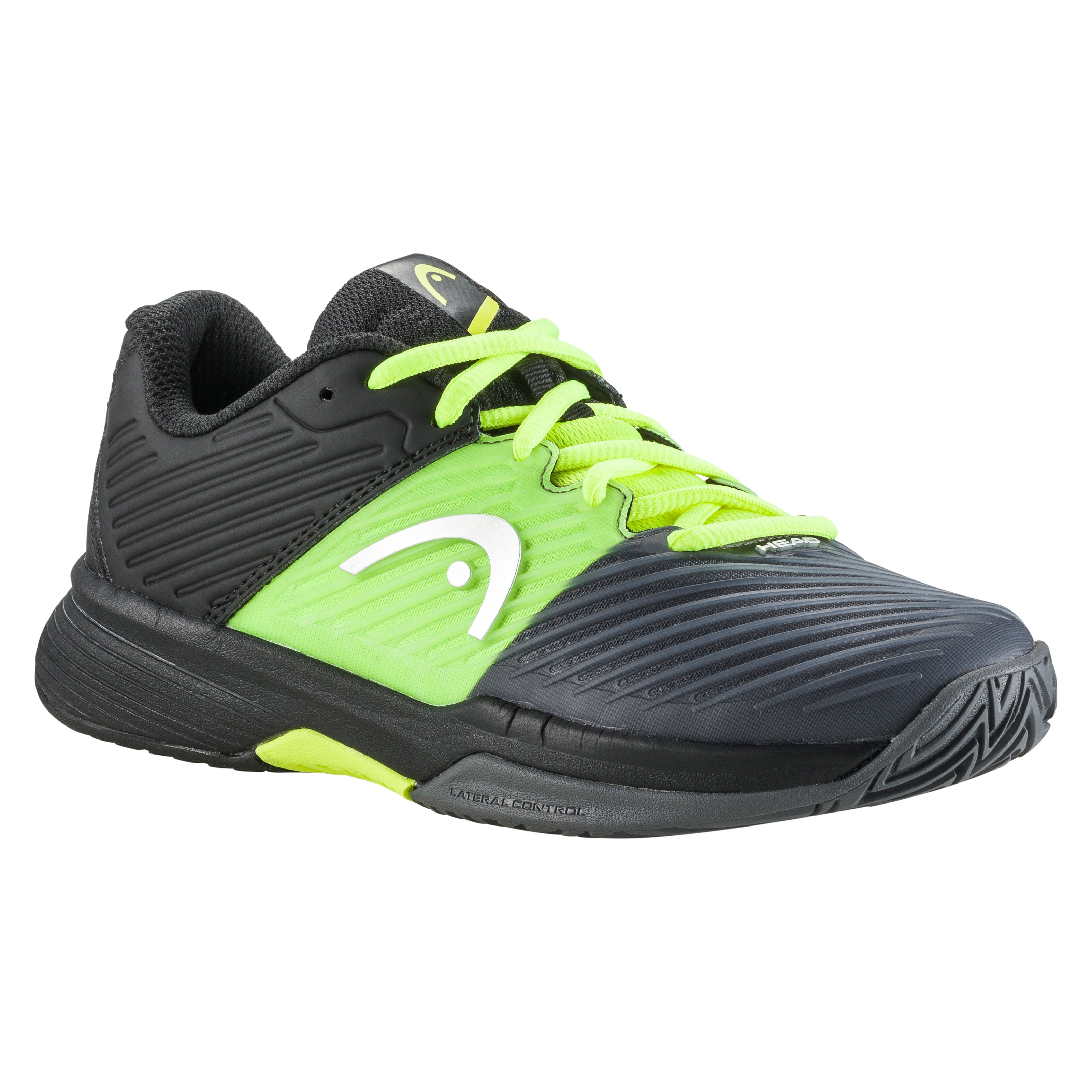 Head Revolt Pro 4.0 Junior Tennis Shoes for Boys & Girls - Lightweight & Durable Court Sneakers with Cushioned Support - Perfect for Training, Matches & Casual Wear (Black/Yellow)