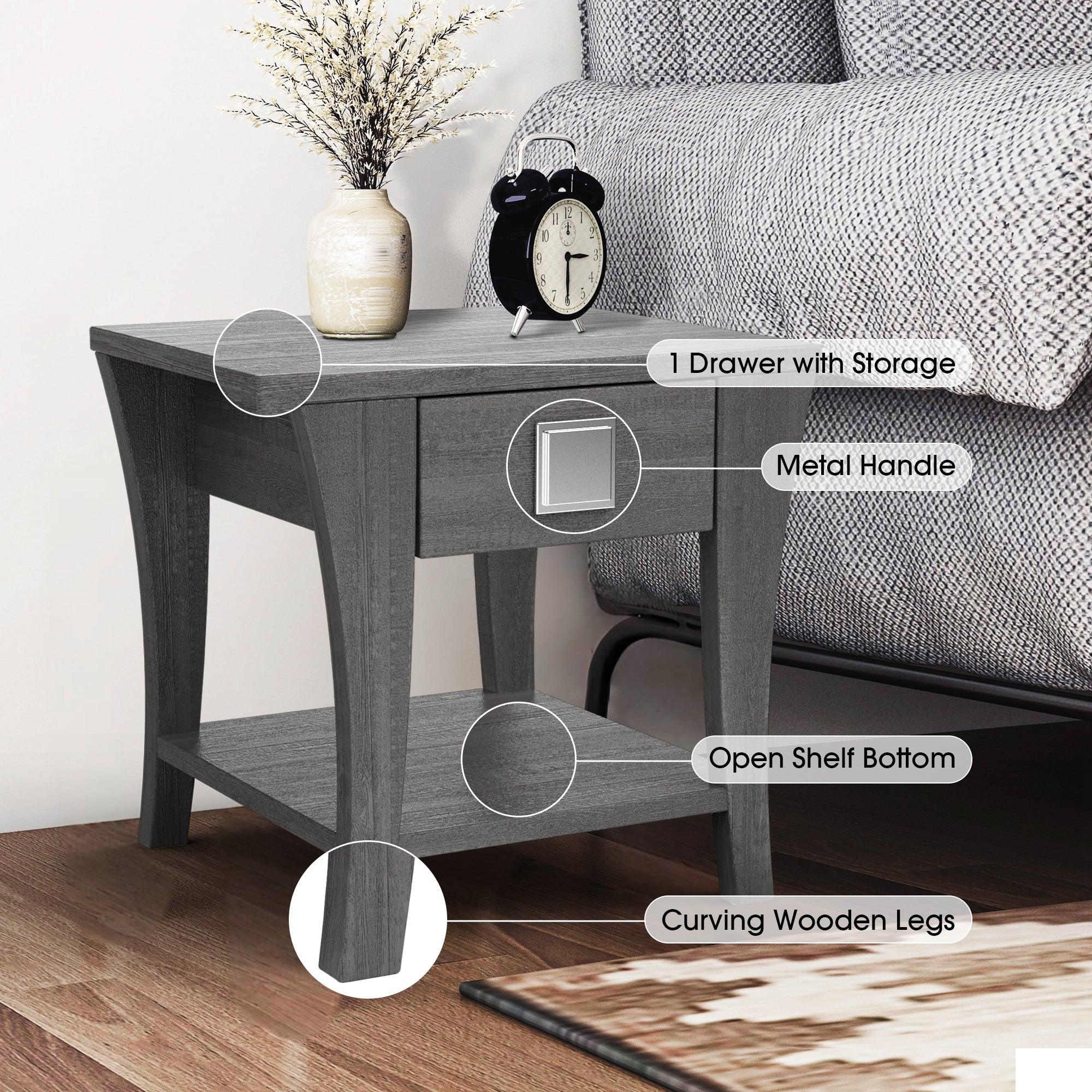 Furniture of America Amity End Table - Modern Gray Side Table for Living Room, Bedroom, or Office - Perfect for Lamps, Books, and Decor