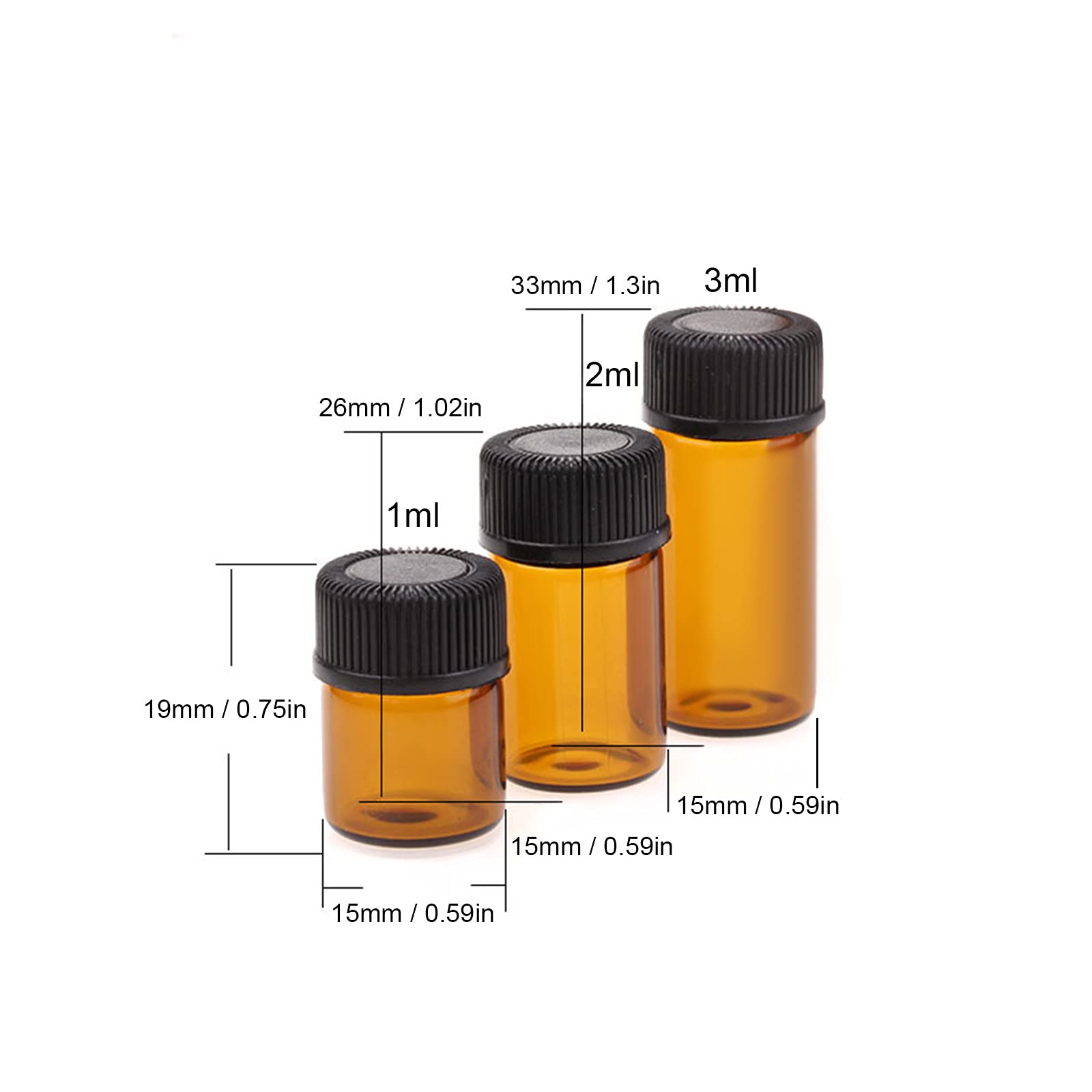 EXCLUZO 100pcs Empty Glass Bottles - Refillable Travel Size Cosmetic Containers for Makeup, Toiletries & Liquids | Portable Leakproof Storage for Skincare, Essential Oils & DIY Beauty Products (Great for Travel, Home & Salon Use)