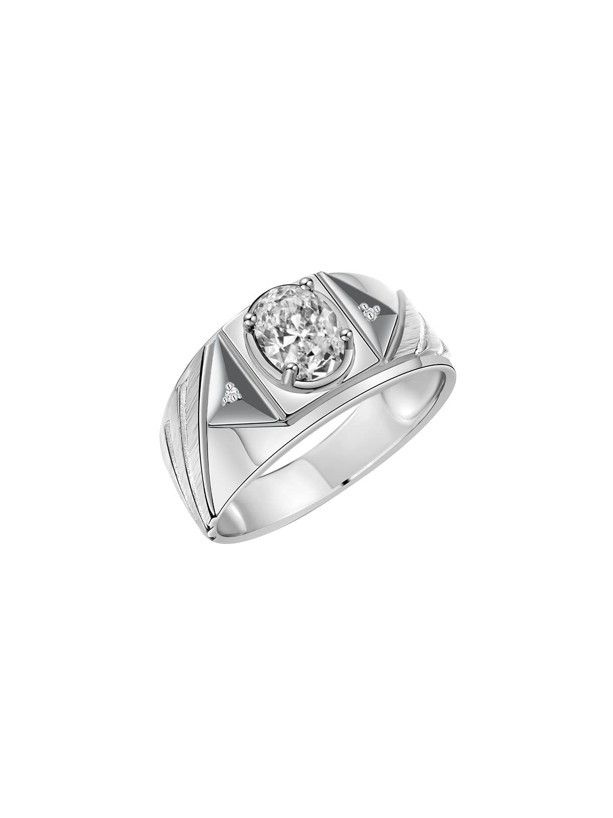 Rylos Men's Sterling Silver Designer Rings - 8x6MM Oval Gemstone & Diamond Accents - Classic Birthstone Rings (Sizes 8-13) - Perfect for Weddings, Anniversaries & Gifts