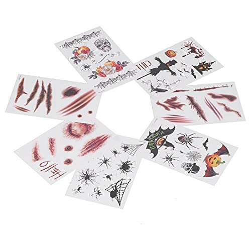 Realistic Fake Scars Tattoo Stickers - 7pcs Waterproof Zombie Makeup Tattoos for Halloween Costumes | Perfect for Neck, Face & Body | Great for Halloween Parties, Cosplay & Horror Events