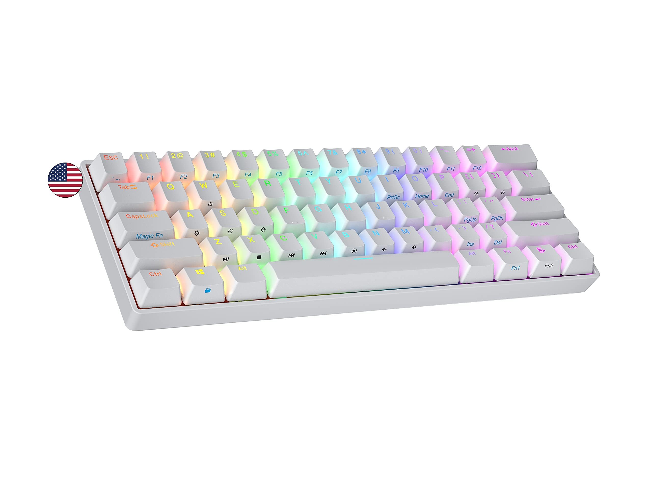 N60 Nova 60% Hot Swappable Mechanical Gaming Keyboard - 61 Keys RGB Backlit, Gateron Pro Yellow Switches for PC & Mac Gamers (White) | Perfect for Esports, Typing & Office Work