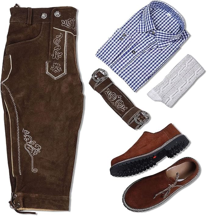 Authentic Genuine Leather German Lederhosen for Men - McWilliams Traditional Oktoberfest Outfit | Bavarian Costume for Beer Festivals, Cultural Events & Halloween Parties