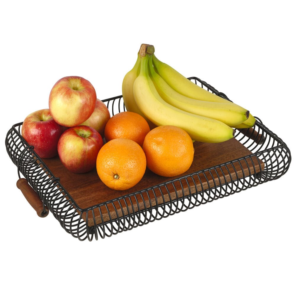 Westfield Rectangular Fruit Storage Basket - Durable Wicker Organizer for Kitchen Counter, Dining Table & Pantry - Perfect for Fresh Fruits, Vegetables & Bread Storage