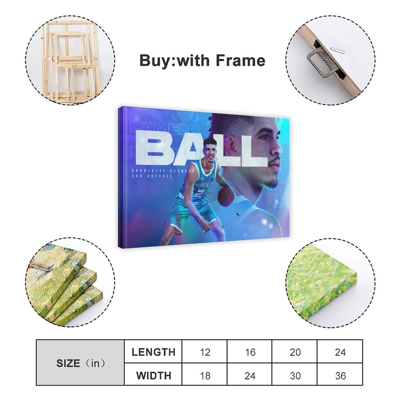 BAVIEN LaMelo Ball Basketball Poster - 24x36 Inch (60x90cm) Canvas Wall Art for Sports Fans - Perfect for Bedroom, Office & Man Cave Decor - Great Gift for NBA Lovers