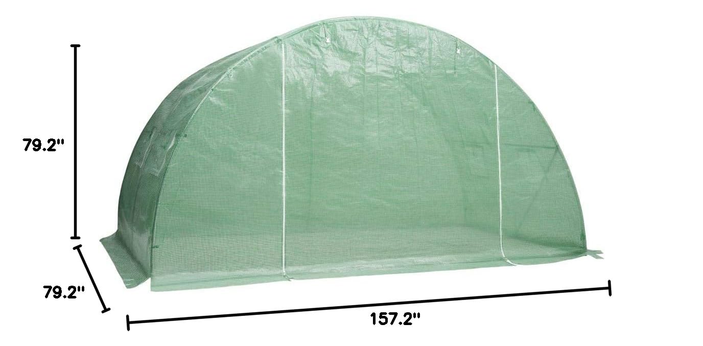 Premium Walk-in Greenhouse Tent for Outdoor Gardening - 86.1 ft² (6.6'x13.1'x6.6') with Roll-Up Entry Doors & Side Windows - Ideal for Plant Protection, Seed Starting & Year-Round Gardening - Fast Priority Delivery