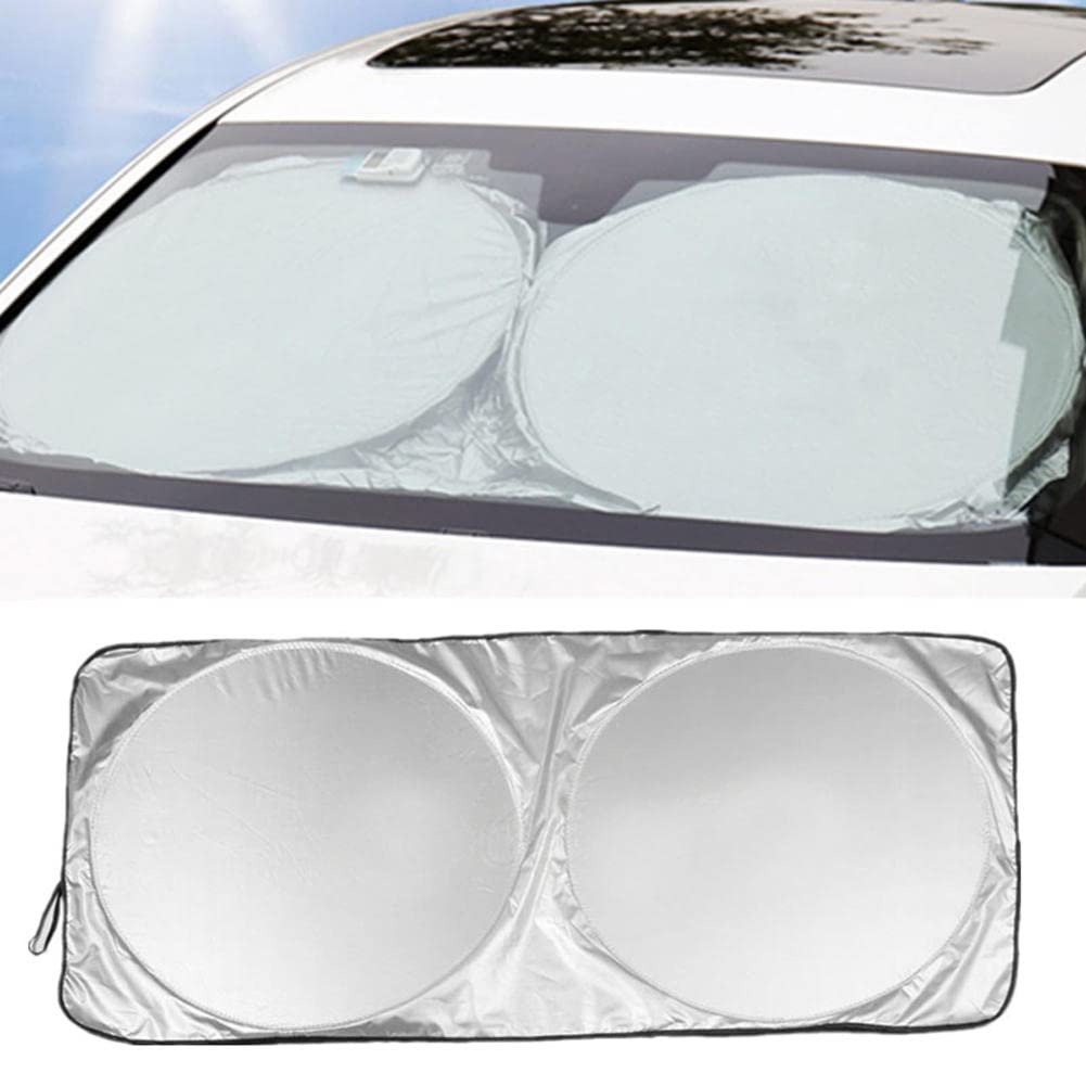 Premium Car Windshield Sunshade - UV Protection & Heat Shield, Foldable Universal Fit for All Cars, Durable Silver Coated Fabric - Perfect for Summer Parking & Road Trips