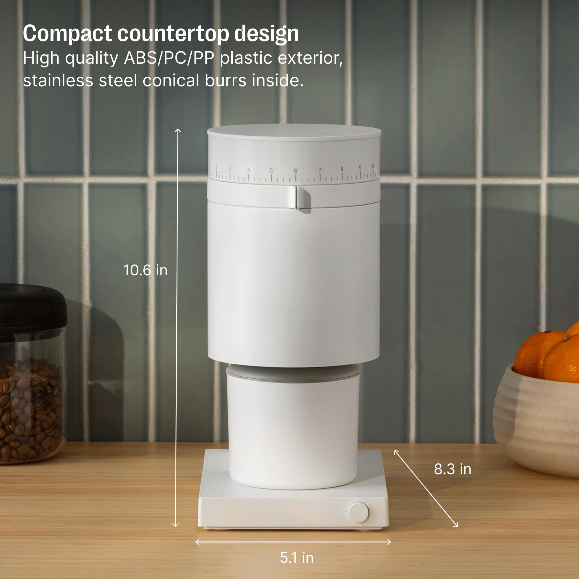 Fellow Opus Conical Burr Coffee Grinder - Premium Espresso Grinder with 41 Precise Settings for Espresso, Drip, French Press & Cold Brew - Matte White - Perfect for Home Baristas & Coffee Enthusiasts