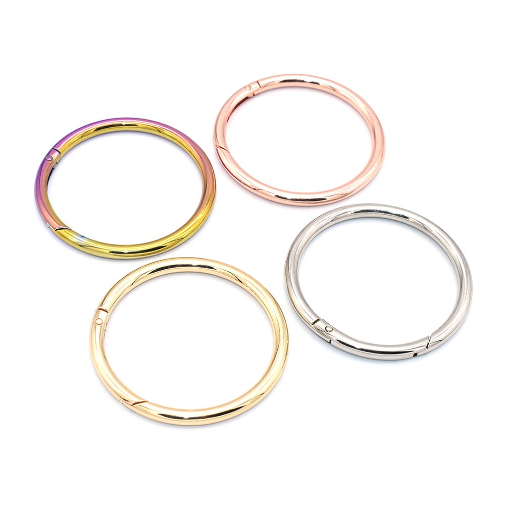 62mm Silver Spring Ring Clasp - Round Snap Hook Gate O Ring for Purses, Handbags & Jewelry Making | Secure Fastener for DIY Accessories & Leather Crafts