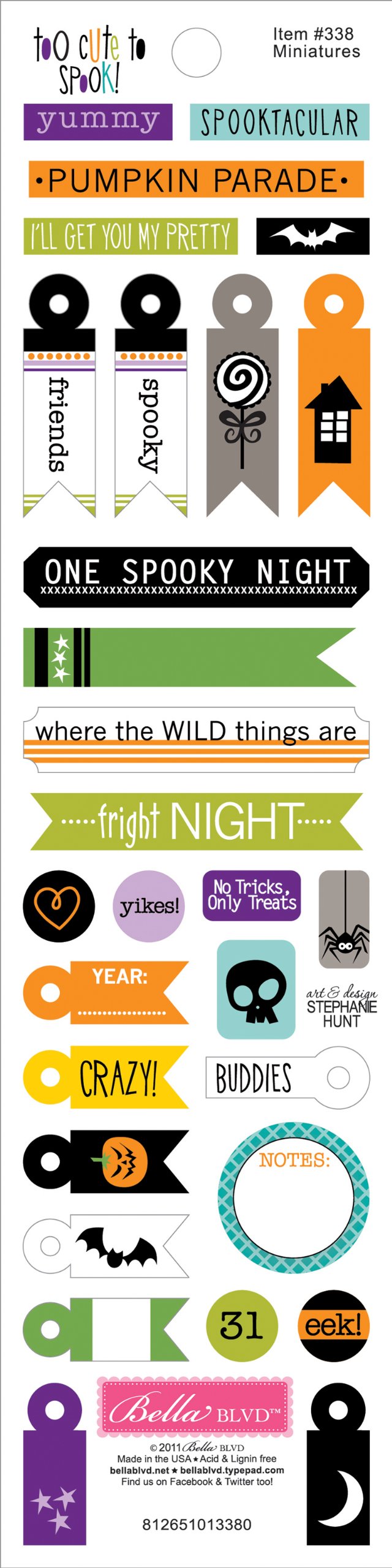 Bella Blvd Miniatures Too Cute to Spook Cardstock Stickers - Scrapbooking, Journaling, DIY Crafts & Halloween Decorations
