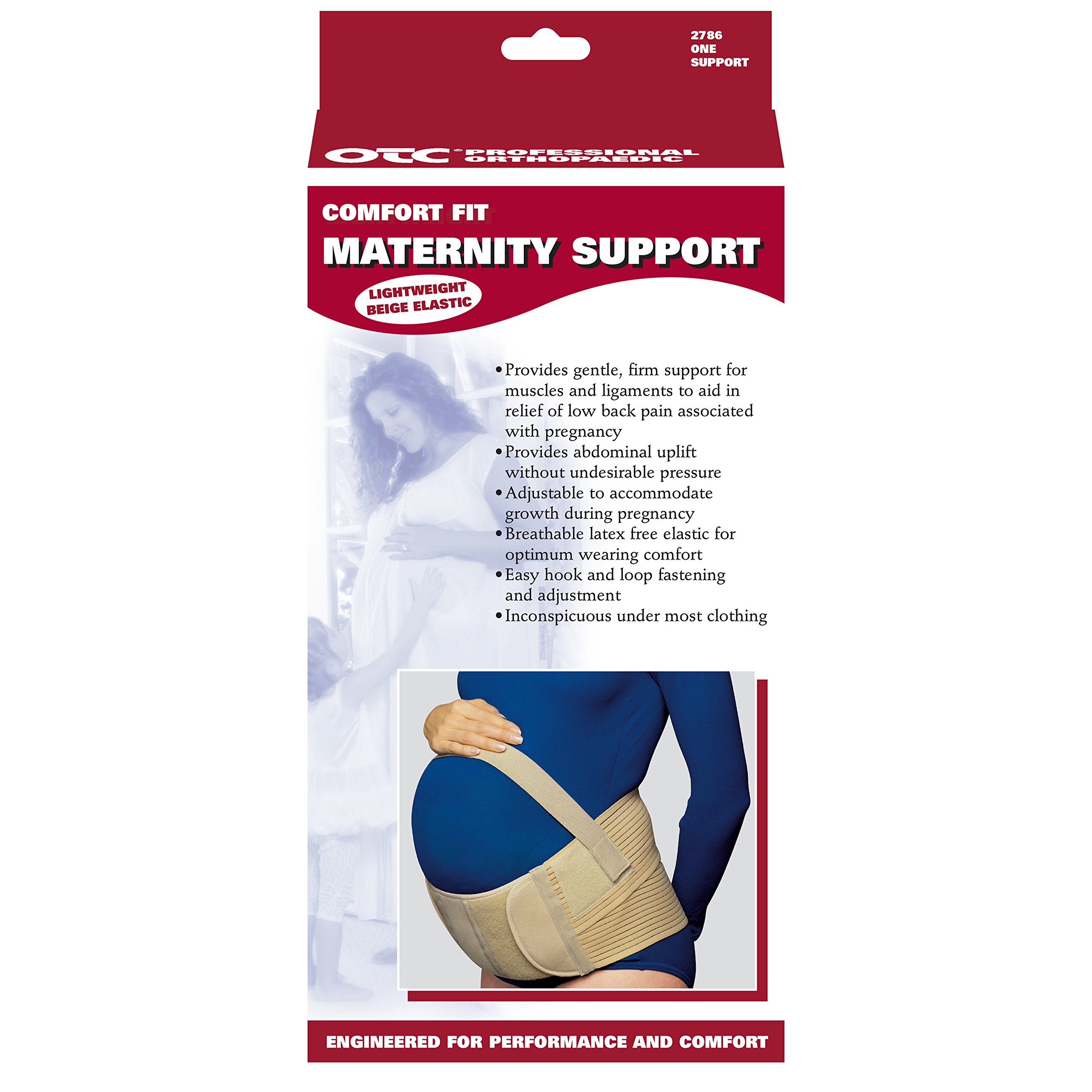 OTC Maternity Support Belt - Elastic Abdominal Uplift Panel & Lower Back Cradle - Beige Large Size - Perfect for Pregnancy Comfort & Postpartum Recovery