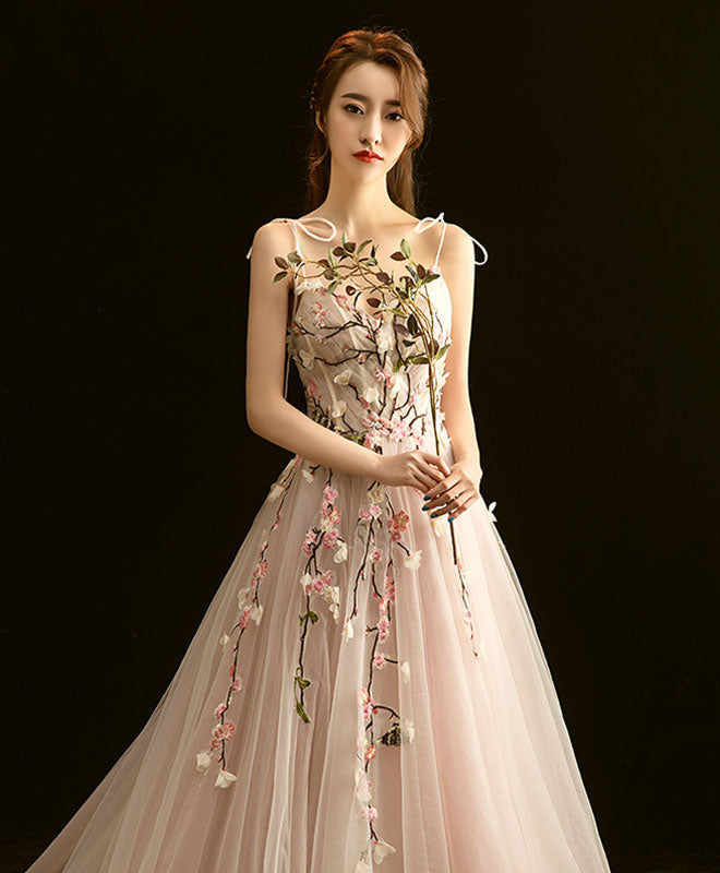 Elegant Light Pink V-Neck Lace Long Prom Dress for Evening Gowns & Formal Events - Perfect for Homecoming, Weddings, and Special Occasions