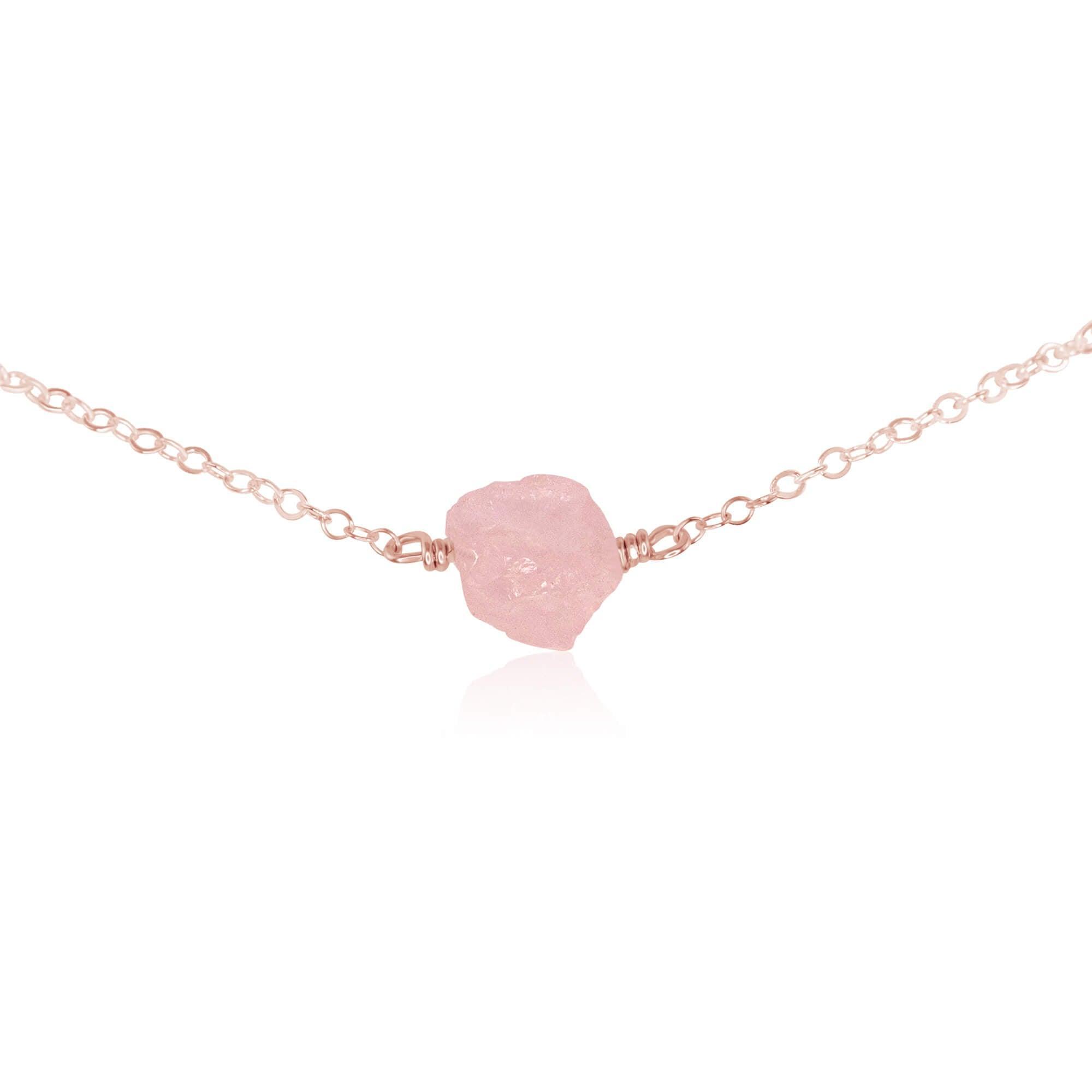 Raw Rose Quartz Crystal Nugget Choker Necklace - Natural Healing Stone Jewelry for Women, Spiritual Energy & Chakra Balancing - Perfect for Meditation, Yoga & Boho Fashion