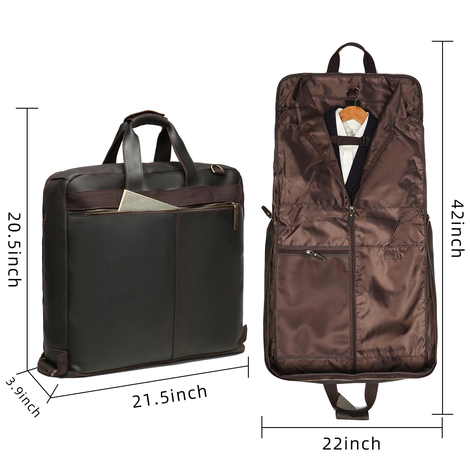Foldable 2-in-1 Hanging Carry On Garment Bag for Men - Large Travel Suitcase for Business Trips & Airplane Luggage | Perfect for Business Travel, Weddings & Formal Events