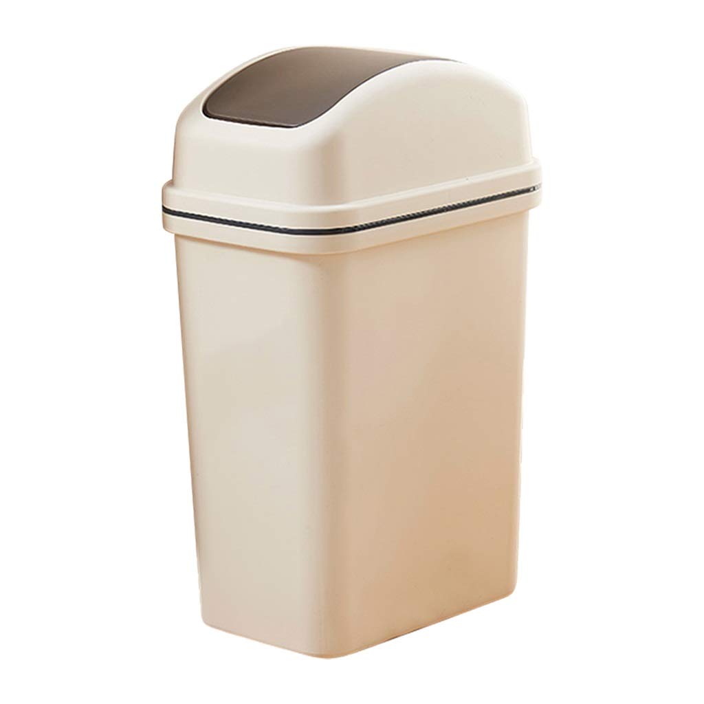Eco-Friendly 10L Rectangular Recycler Bin with Lid - Beige Trash Can for Home, Office, Living Room & Bedroom | Space-Saving Paper Basket & Hideaway Dustbin | Indoor & Outdoor Waste Management Solution