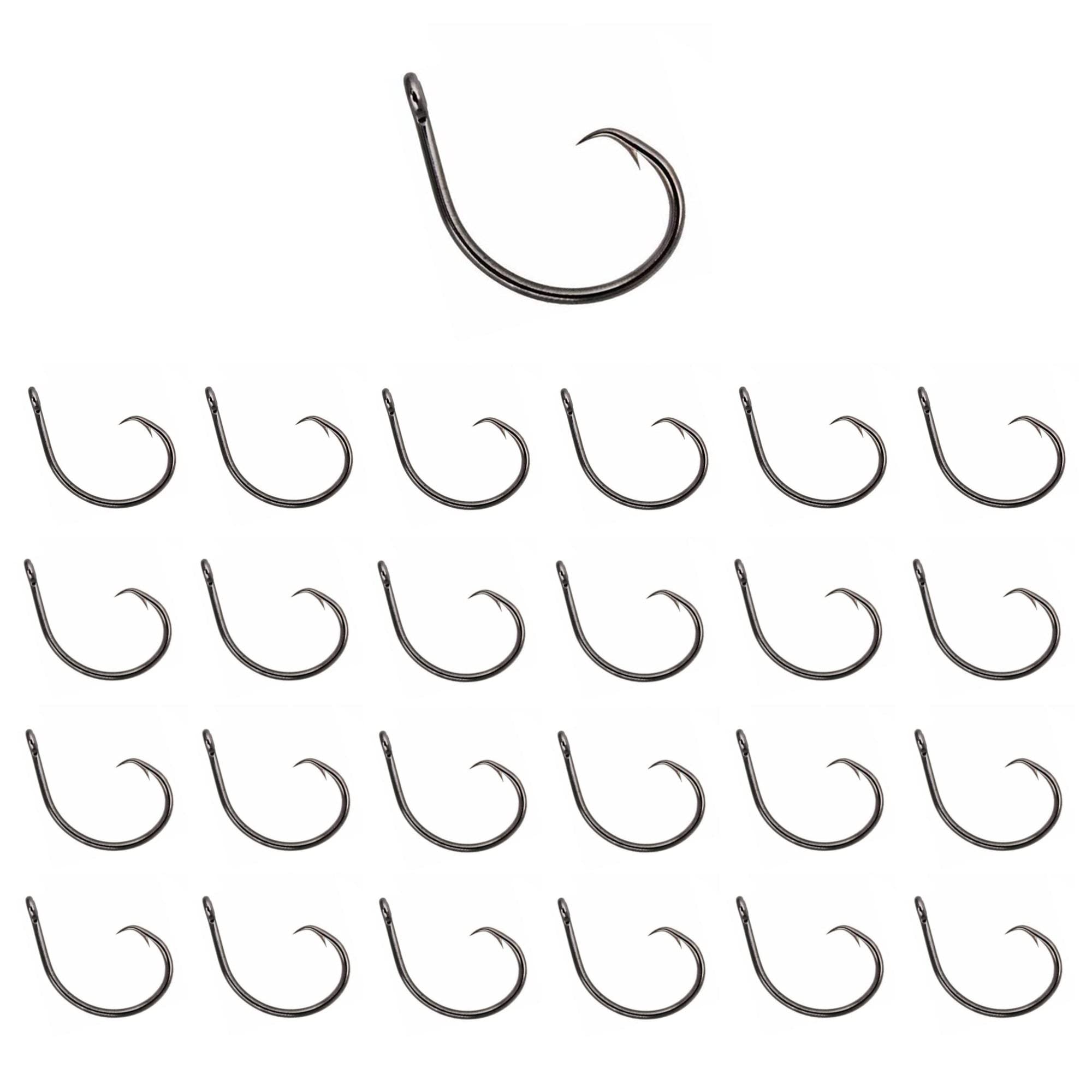 Sharp Offset Circle Hooks for Saltwater & Freshwater Fishing - 25 Pack