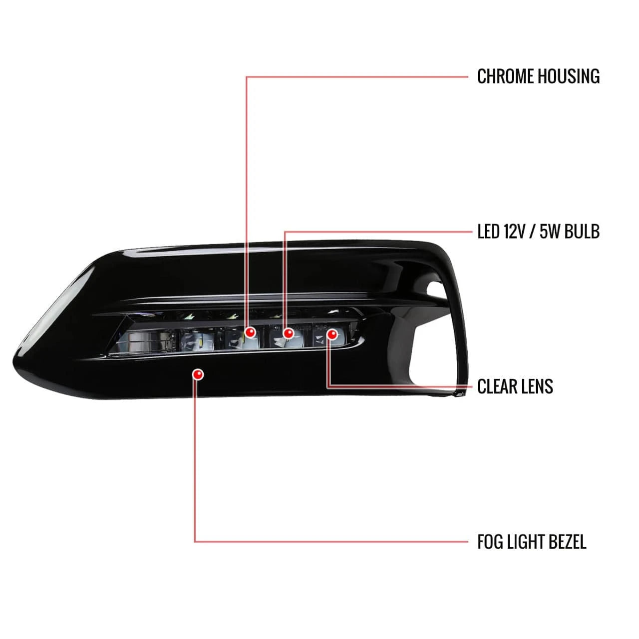 2018-2020 Honda Accord Sedan LED Fog Light Kit with Switch & Wiring Harness - Chrome Housing & Clear Lens - Upgrade Your Night Driving Visibility for Safer Commutes