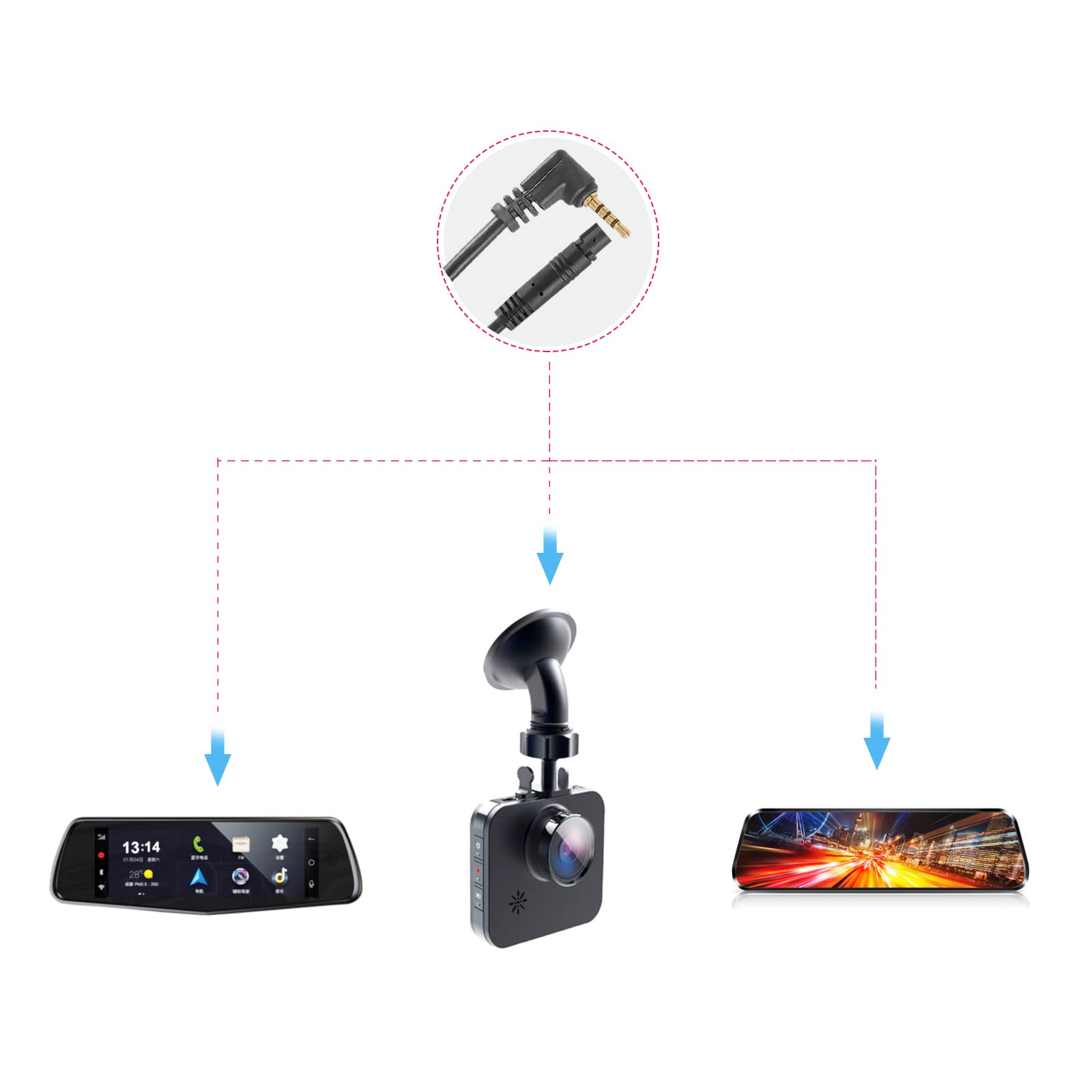23ft 5 Pin to 2.5mm Male Plug Rear Camera Cable for Dash Cam - Compatible with Mirror, Trucks, SUV, RV, Bus | Perfect for Backup Camera Installation & Vehicle Safety Systems