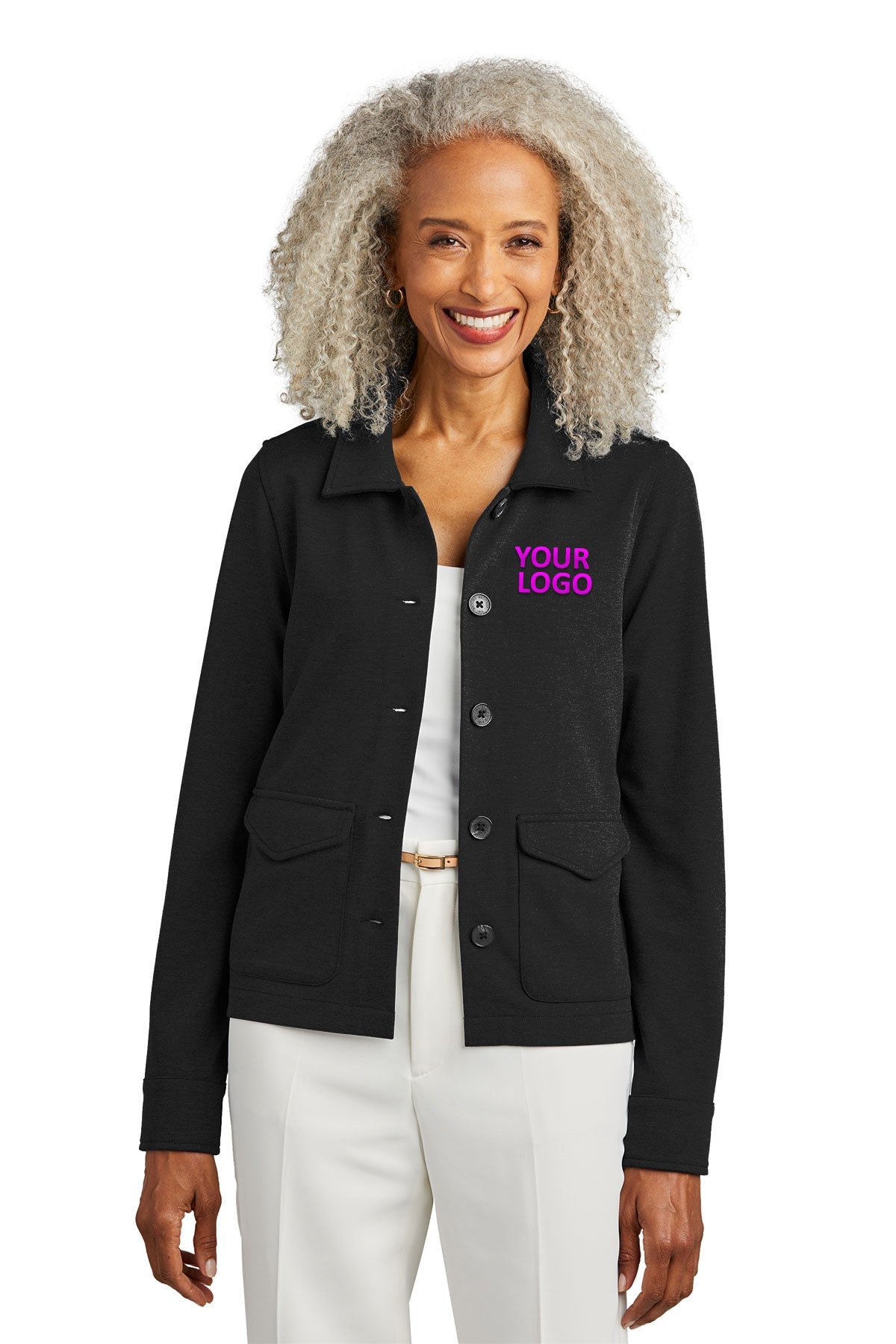 Brooks Brothers Women's Stretch Button Jacket - Mid Layer Black Heather | Casual & Office Wear for Women