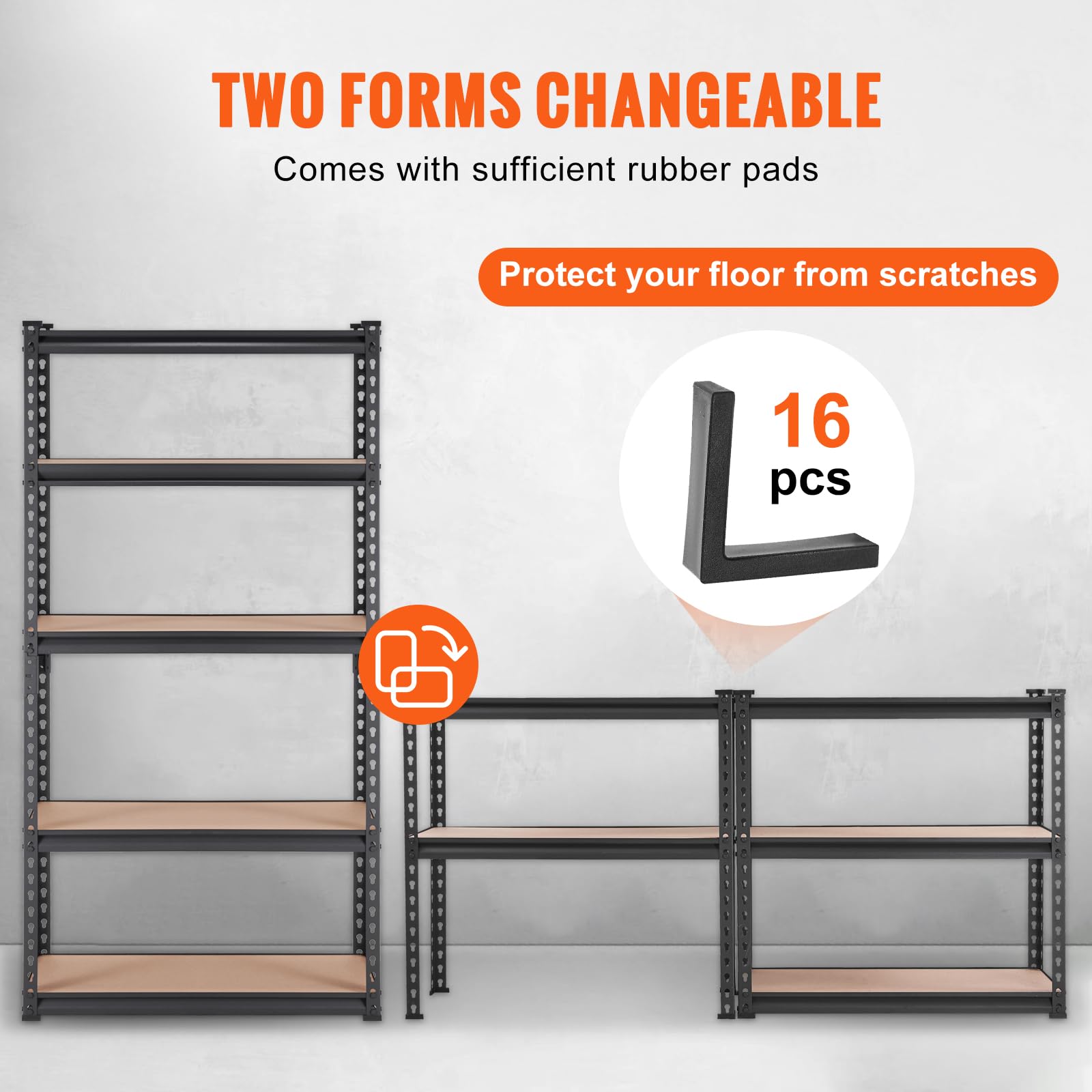 VEVOR 5-Tier Heavy Duty Metal Storage Shelves - 2000 lbs Capacity, Adjustable Garage Shelving Unit, Black Utility Rack (30