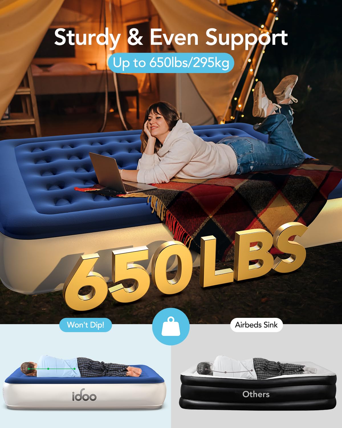 iDOO Queen Air Mattress with Built-in Pump - 13