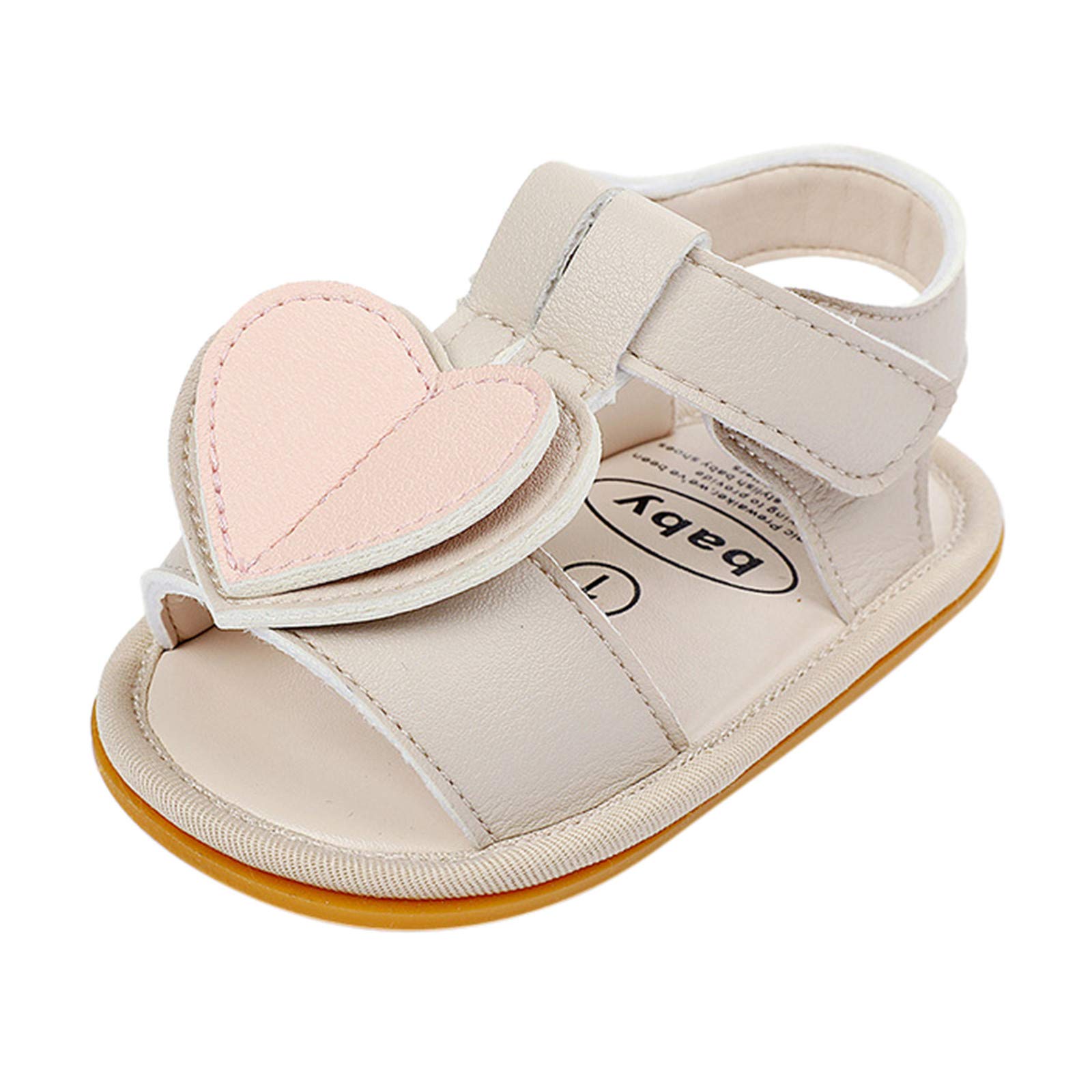 Gaoqi Baby Girls' Heart Sandals - Soft Non-Slip Rubber Sole Flat Walking Shoes for Toddlers | Perfect for Outdoor Play, Beach & Summer Activities