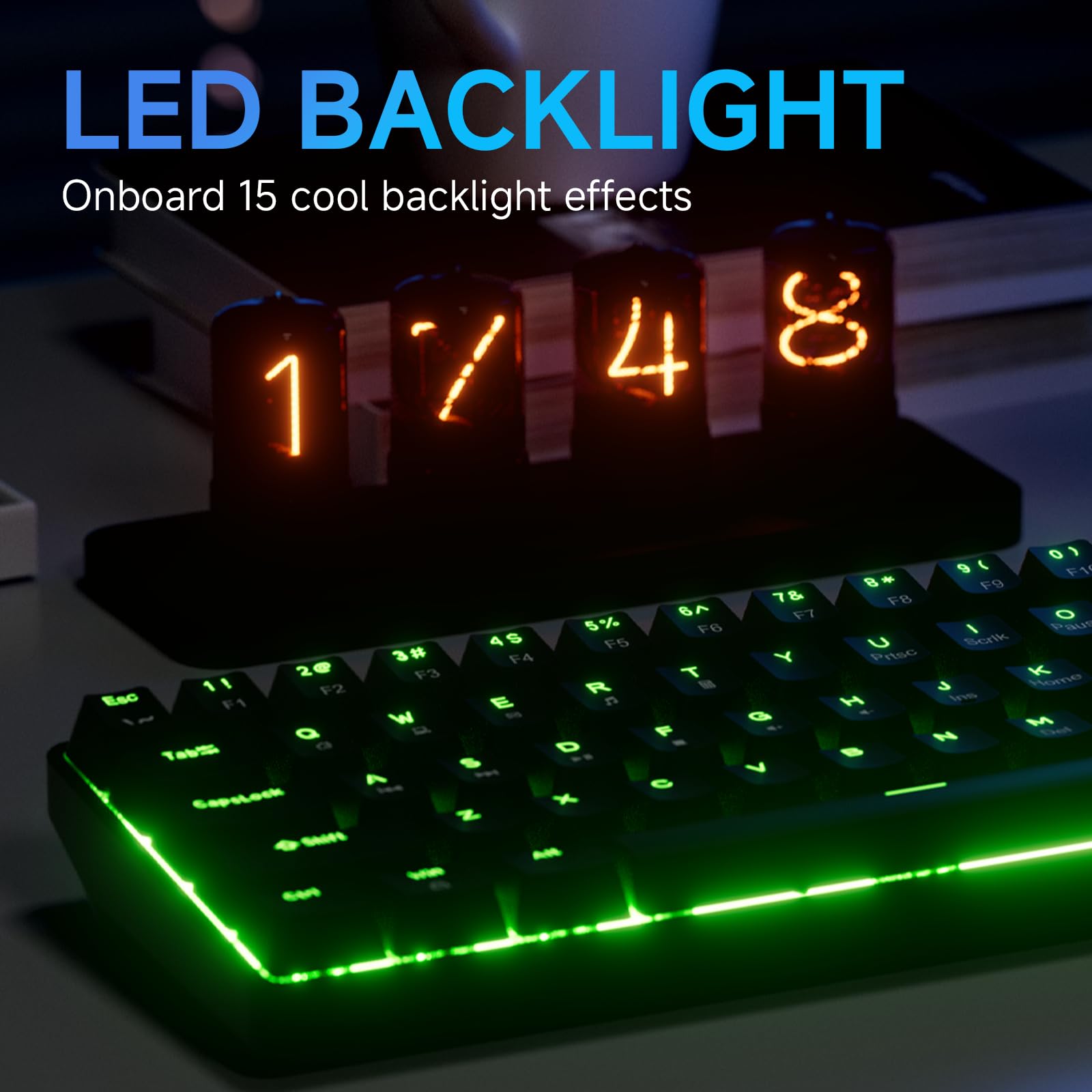TMKB T61SE 60% Compact Mechanical Gaming Keyboard with Blue Clicky Switches, RGB Backlit, Double-Shot PBT Keycaps, N-Key Rollover, Detachable USB-C Cable - Wired Ergonomic Keyboard for PC, Mac, Windows Laptop Gamers & Programmers (Black) | Perfect for Esports, Office Work & Typing Enthusiasts