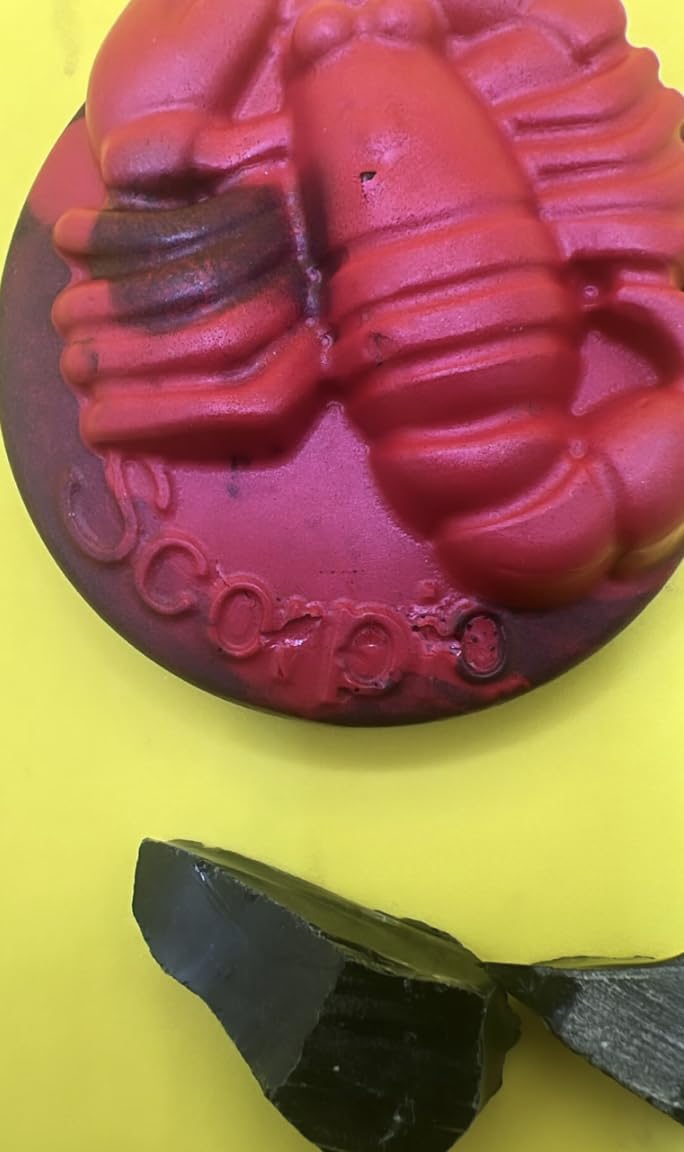 Scorpio Zodiac Soap with Crystal Gemstone, Vegan Bar Soap in Red and Black, Love Spell Scented Horoscope Gift for Astrology Enthusiasts, Perfect for Meditation and Self-Care Rituals