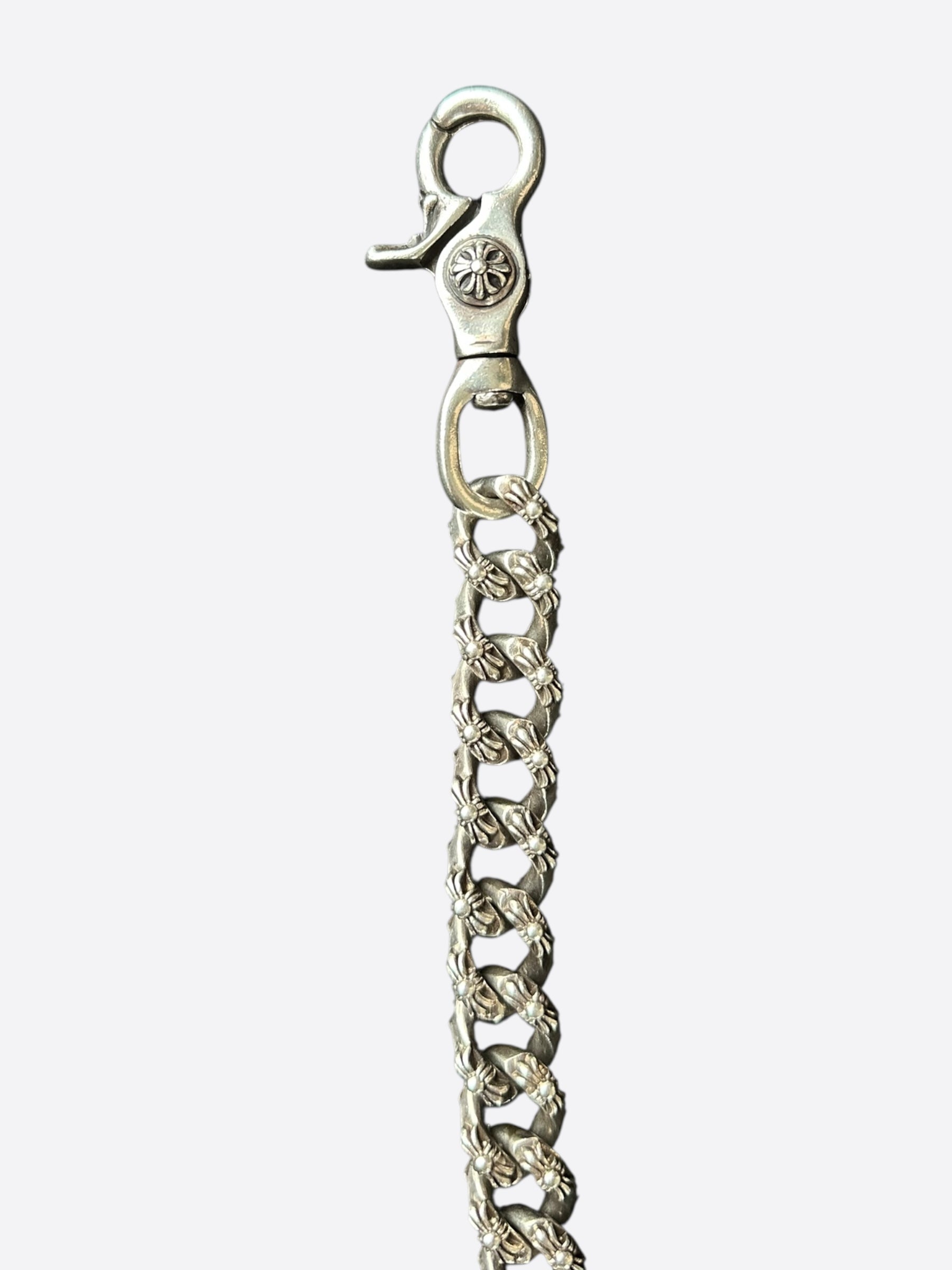 Chrome Hearts Sterling Silver Cuban Link Wallet Chain for Men - Stylish Hip Hop Accessory for Jeans & Leather Wallets