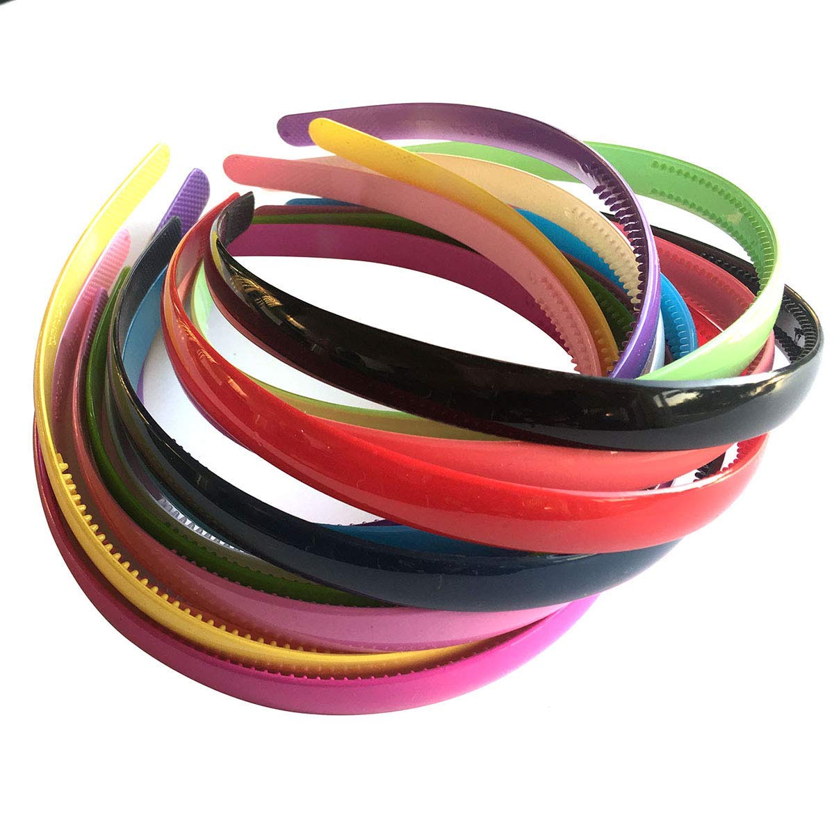 HappyMates 2-Pack Plastic Plain Headbands with Teeth Comb - Skinny DIY Hair Bands for Women & Girls (Random Colors) - Perfect for Hair Styling, DIY Crafts, and Everyday Wear