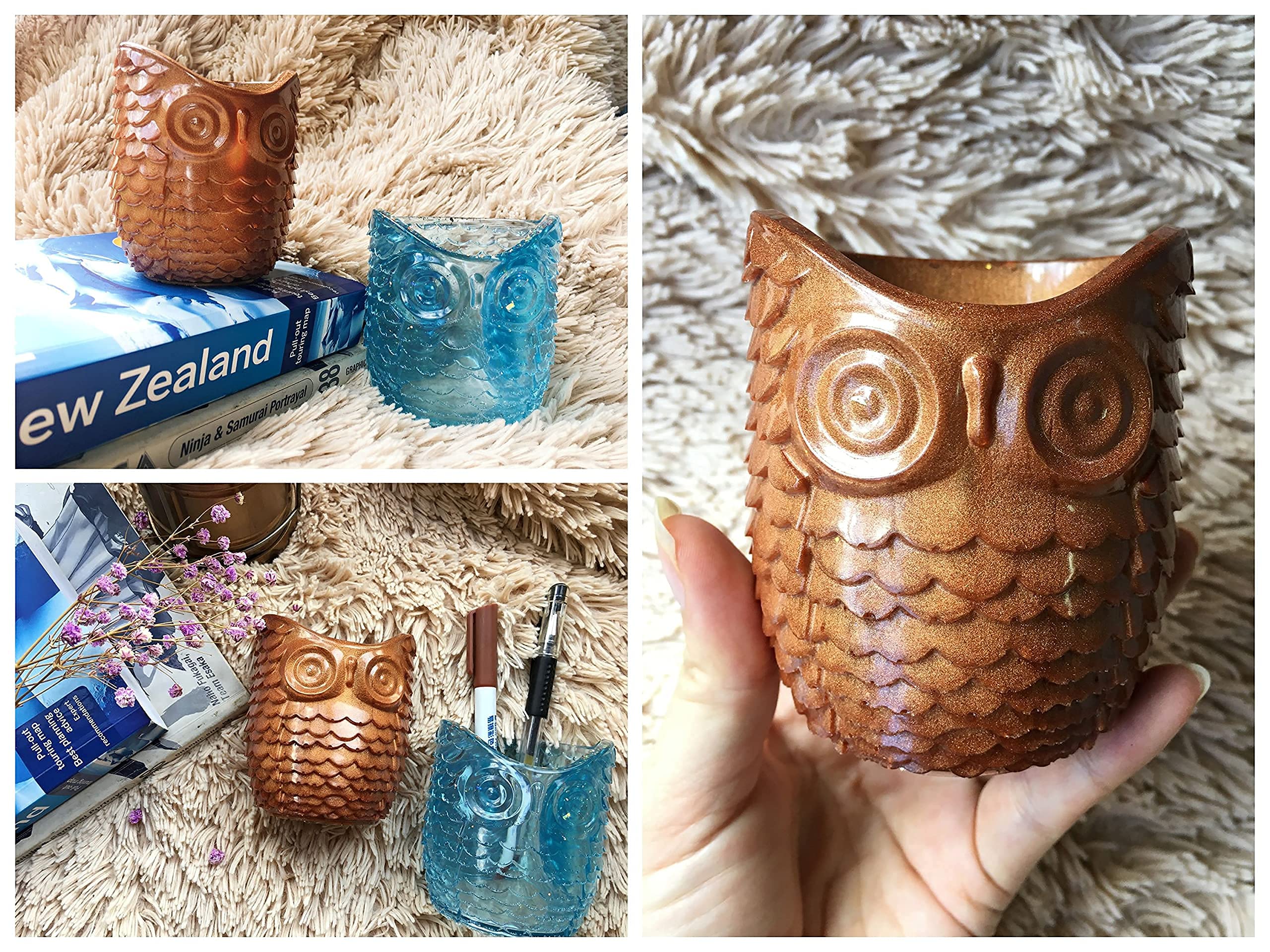 Large Owl Epoxy Silicone Molds for Resin Casting - DIY Pen Cup, Storage Box, Candle Holder, Makeup Brush Organizer & Flower Pot Decor - Perfect for Crafting, Home Decor & Gift Making