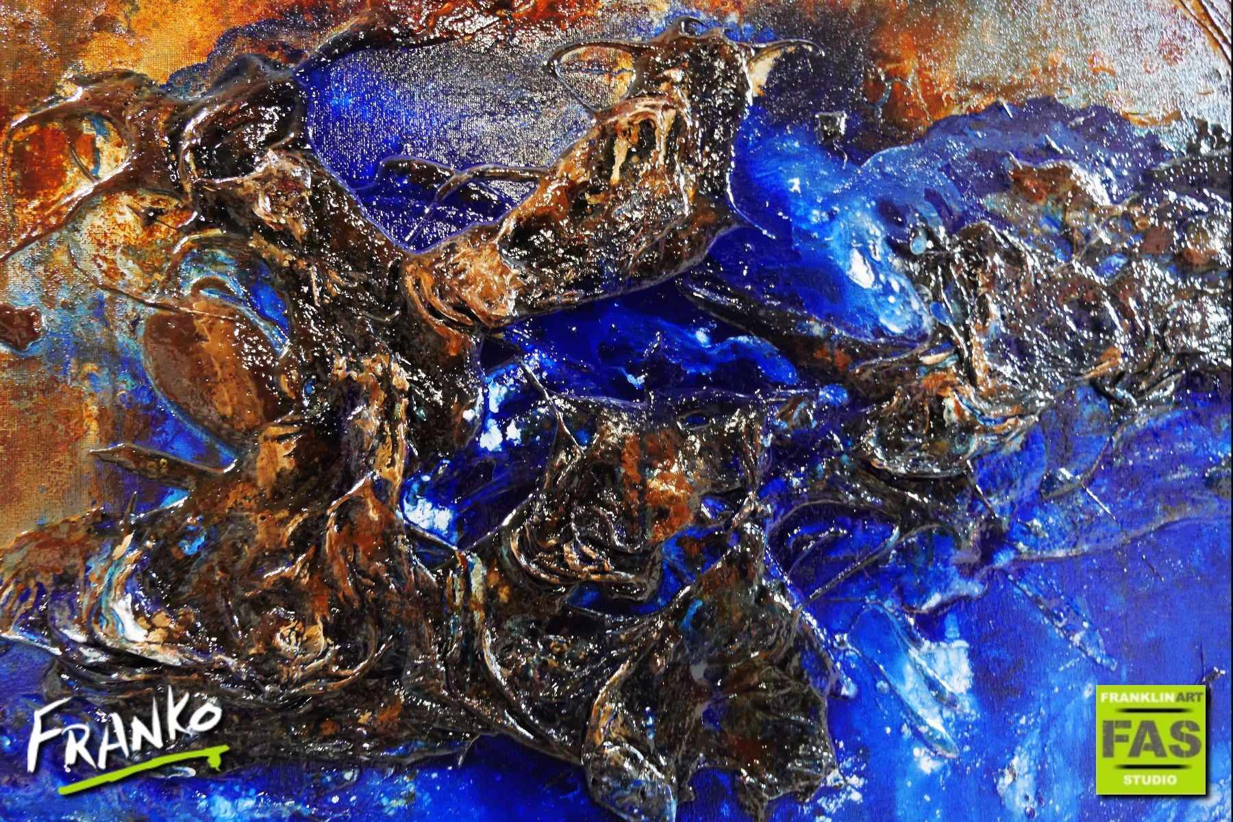 Red Earth Meets The Reef 240cm x 100cm Brown Blue Abstract Canvas Wall Art - Perfect for Living Room, Bedroom & Office Decor