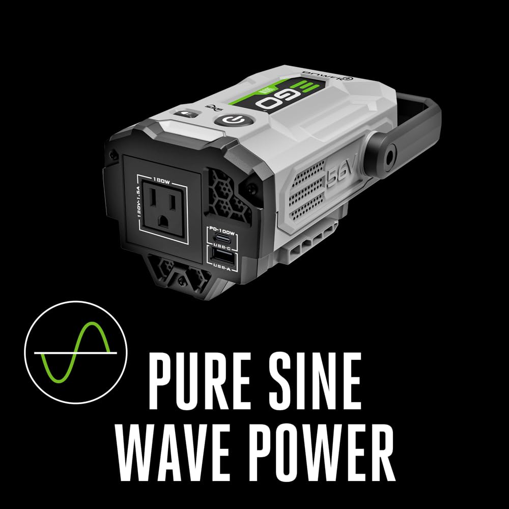 EGO PAD1800 Nexus Escape 180W Pure Sine Wave Power Inverter with USB Ports (AC Outlet) - Perfect for Camping, RV Trips & Emergency Power Backup (Battery & Charger Sold Separately)