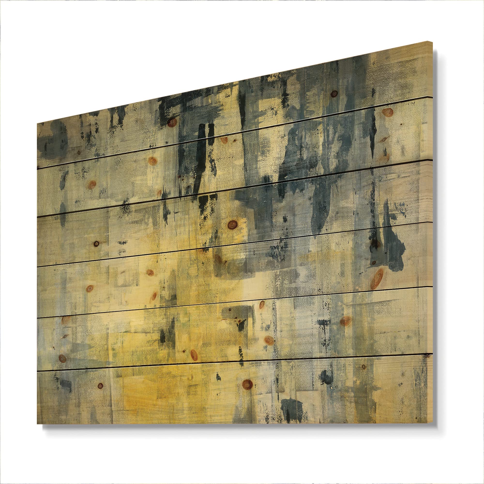Modern Yellow & Black Abstract Wood Wall Art - Large Contemporary Wooden Wall Decor Panels Printed on Natural Pine - Perfect for Living Room, Bedroom & Office Decor