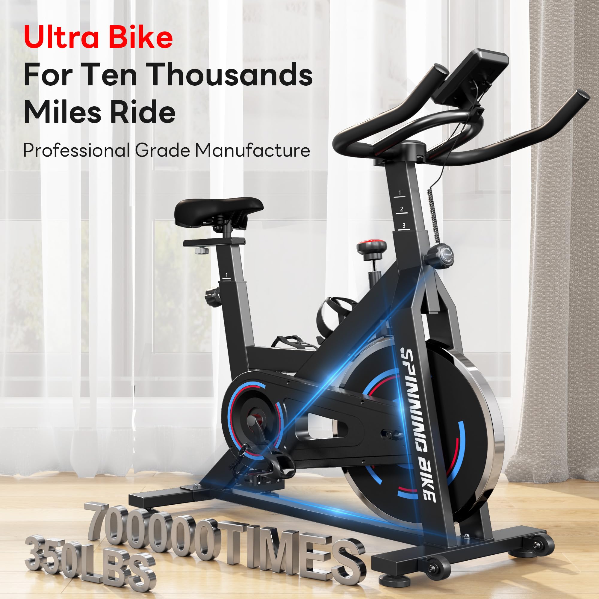 SogesPower Magnetic Exercise Bike - 45lbs Flywheel Super Silent Indoor Cycling Bike with LCD Display, Phone/Tablet Mount & Comfortable Seat Cushion - Perfect for Home Gym, Cardio Workout and Weight Loss Training