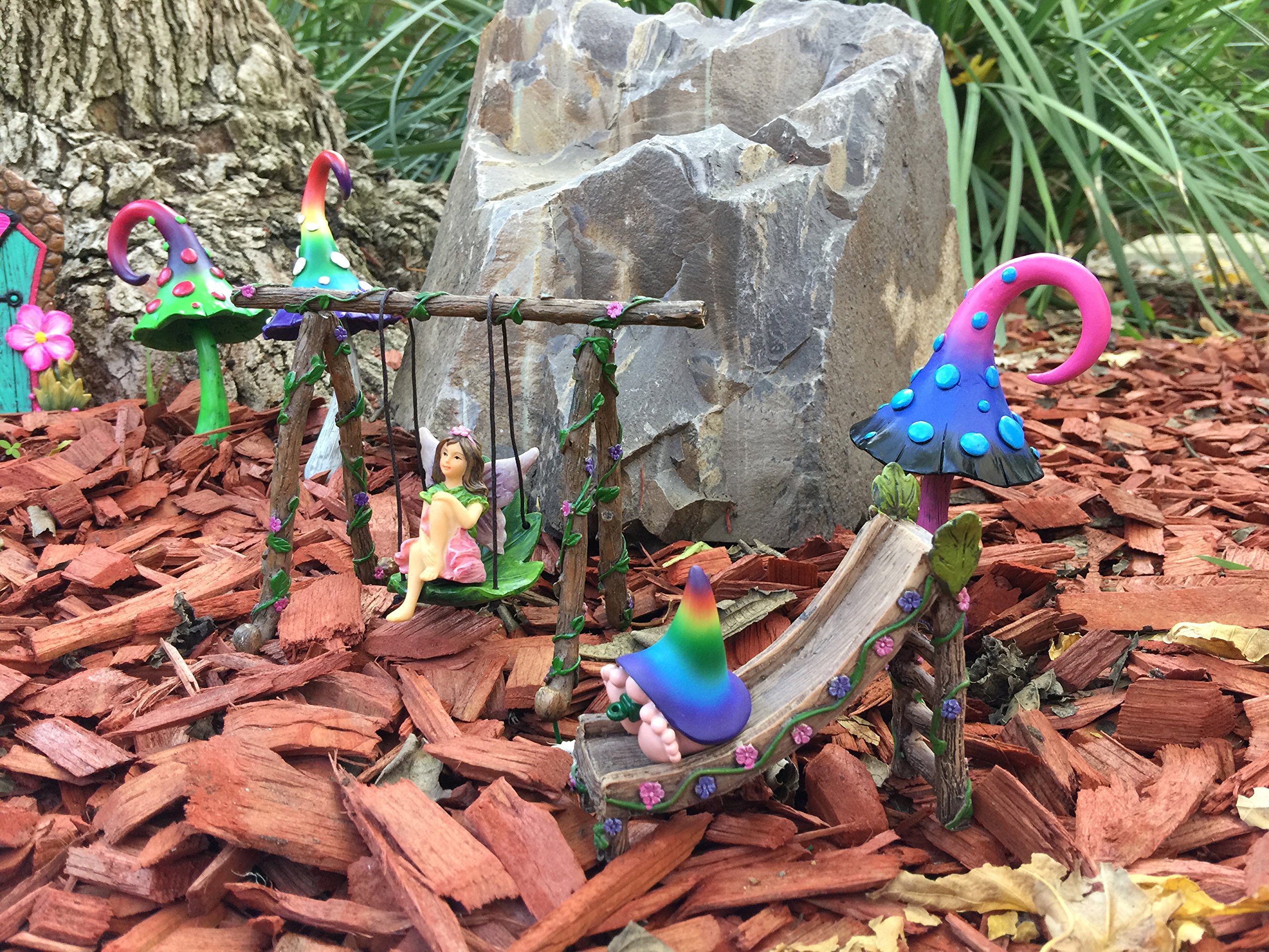 GlitZGlam Enchanted Miniature Blue Mushroom Decor - Fairy Garden & Gnome Accessory for Outdoor Fairy Houses, Terrariums & Magical Landscapes