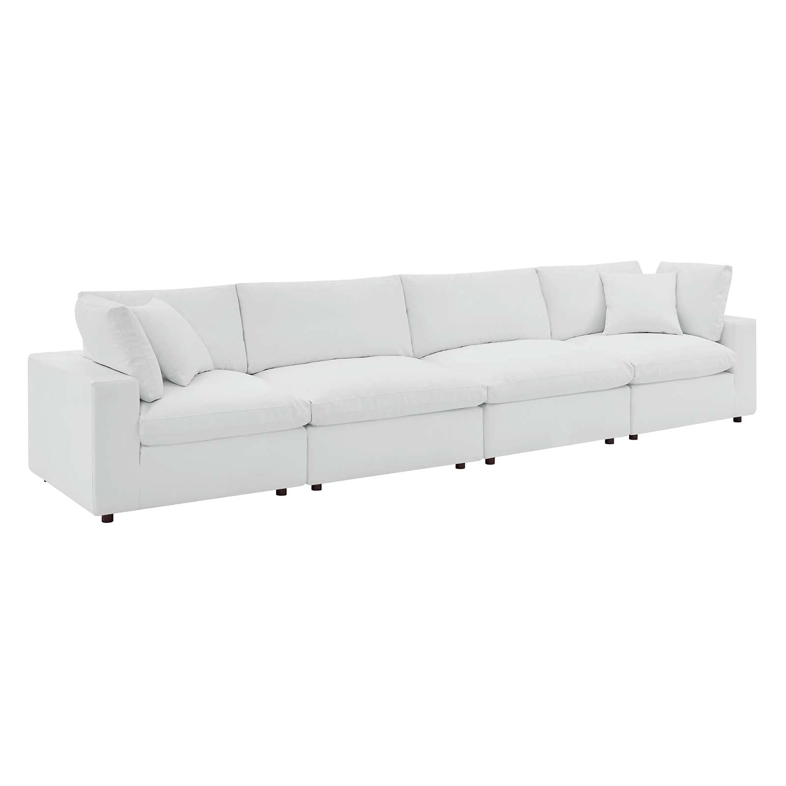 Modway Commix Modular Extra Large Sectional Sofa - White Vegan Leather Upholstery for Living Room, Lounge & Home Theater Seating