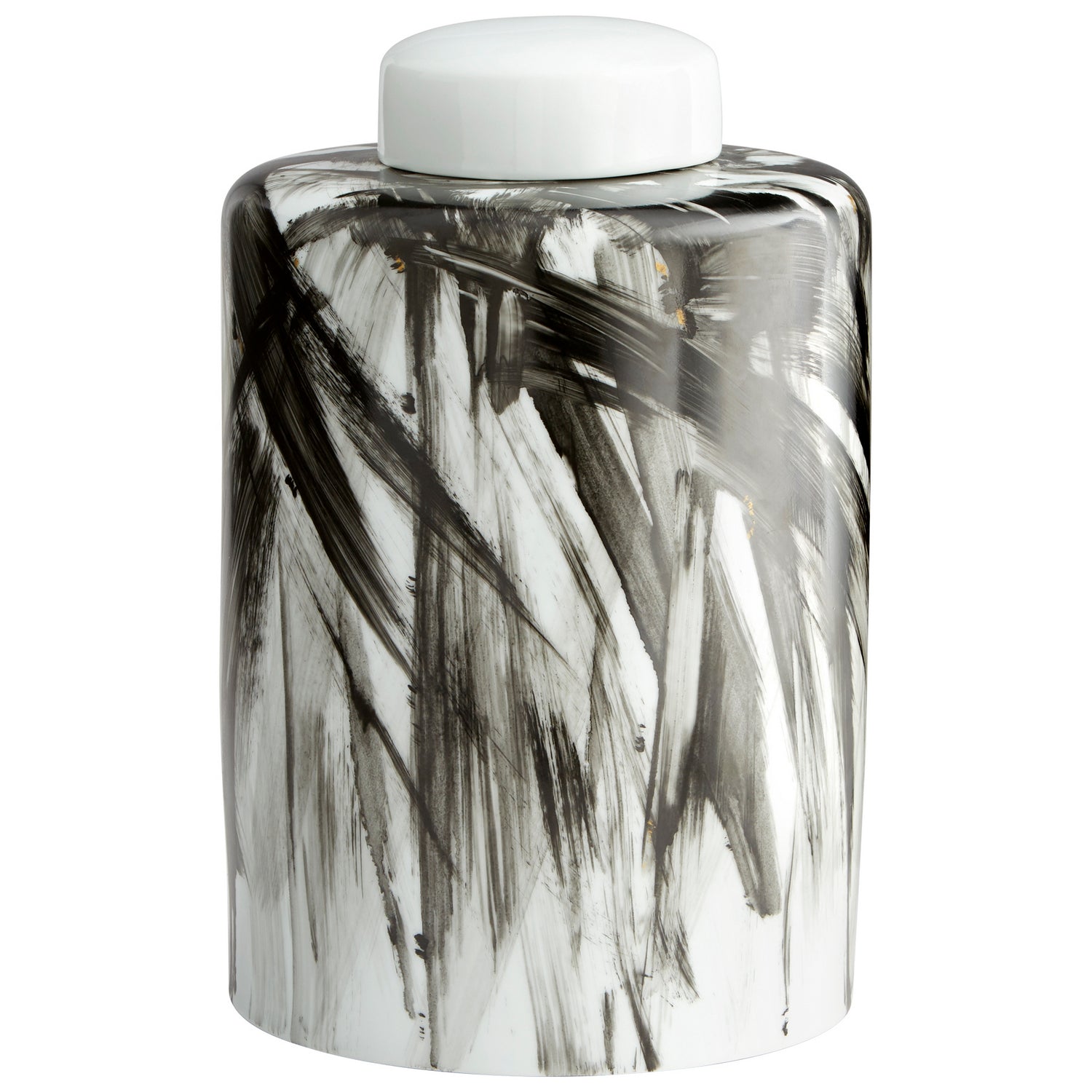 Cyan Design 09880 Indian Paint Brush Vase - Elegant Black, White & Gold Ceramic Flower Vase for Home Decor, Wedding Centerpiece, and Modern Interior Design