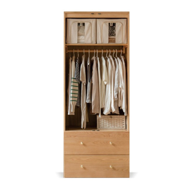 Solid Oak Wood Modern Wardrobe - Customizable Closet Organizer for Bedroom, Walk-in Closet & Home Storage
