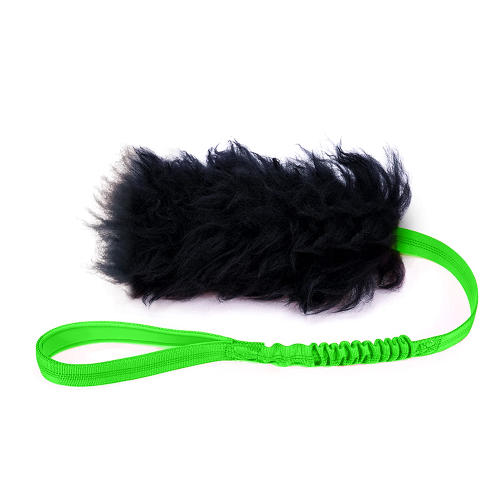 HOWGO Dog Rope Toy - 100% Natural Sheepskin Bungee Chaser with Authentic Sheep Smell, Durable Tug Toy for All Dog Breeds (Green, Short Without Ball) - Perfect for Interactive Play, Training, and Teeth Cleaning