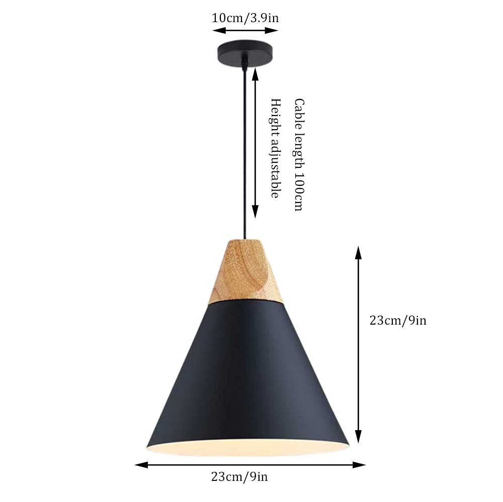 Modern Industrial Metal Kitchen Island Pendant Light - 9 Inch Wood & Macaron Color Hanging Chandelier with E27 Base, Perfect for Restaurants, Bars, and Home Dining Room Lighting