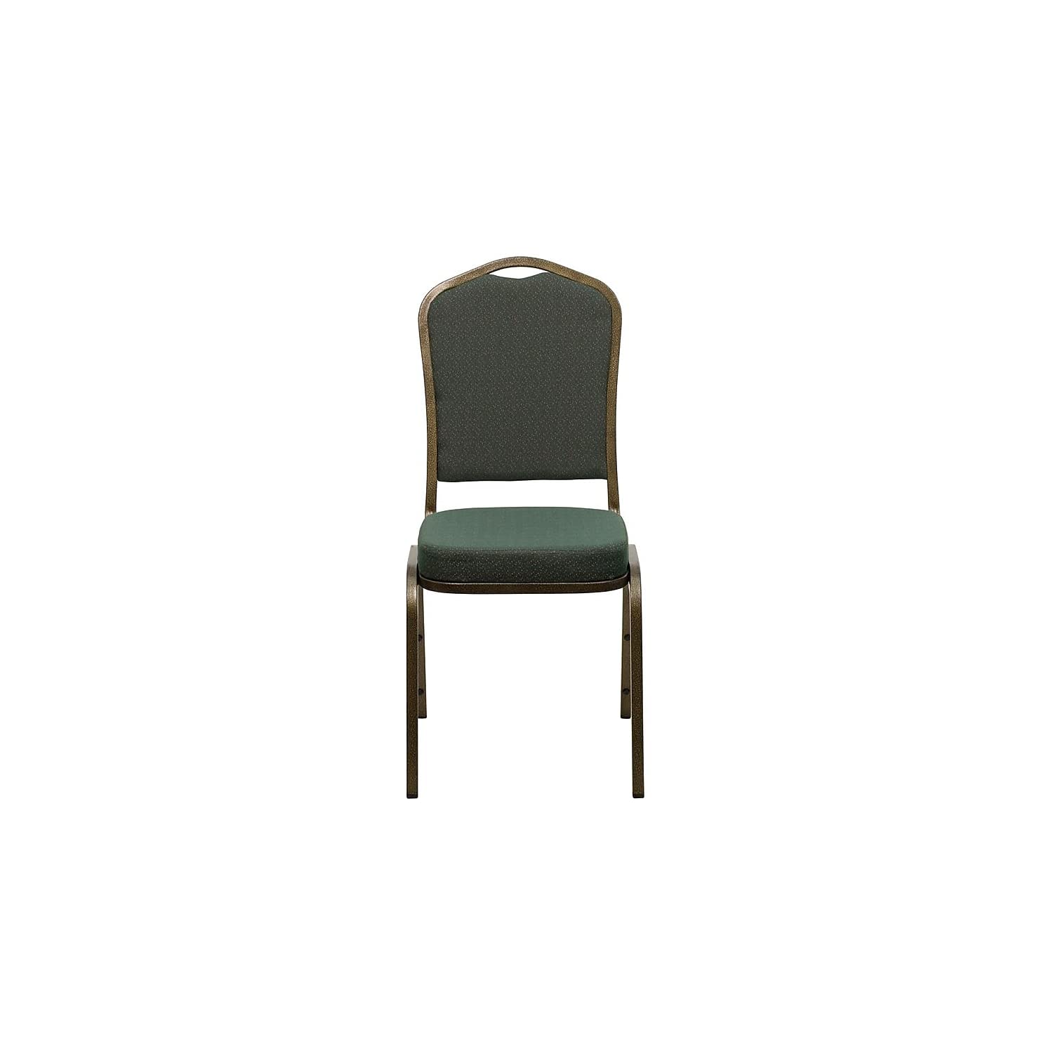 Flash Furniture DC01GV0640 Fabric Banquet Chair - Gold Vein Frame, Crown Back, Green (Set of 10) | Perfect for Weddings, Banquets, and Event Seating
