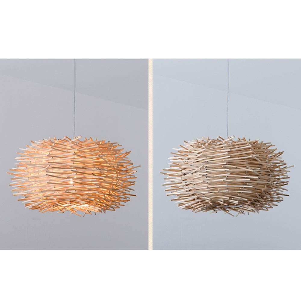 Handmade Bamboo Chandelier - Natural Rattan Woven Pendant Light in Bird's Nest Design | Southeast Asian Style Ceiling Lamp for Restaurant, Bar, Lounge & Boho Home Decor | Perfect for Indoor/Outdoor Dining Areas, Living Rooms & Bedrooms